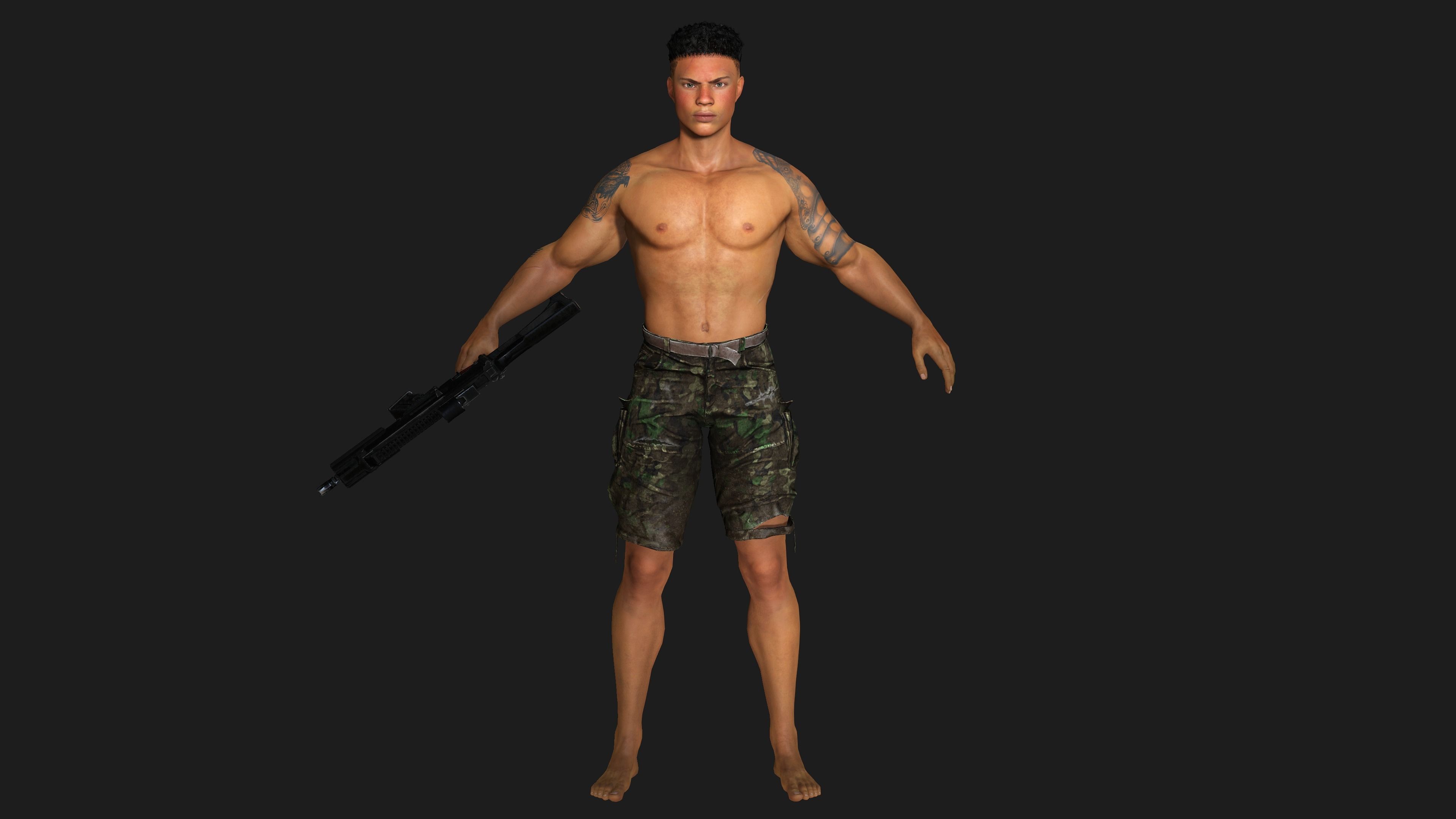 AAA 3D APOCALYPTIC- SURVIVAL- REALISTIC RIG GAME READY CHARACTER Low-poly 3D model_14