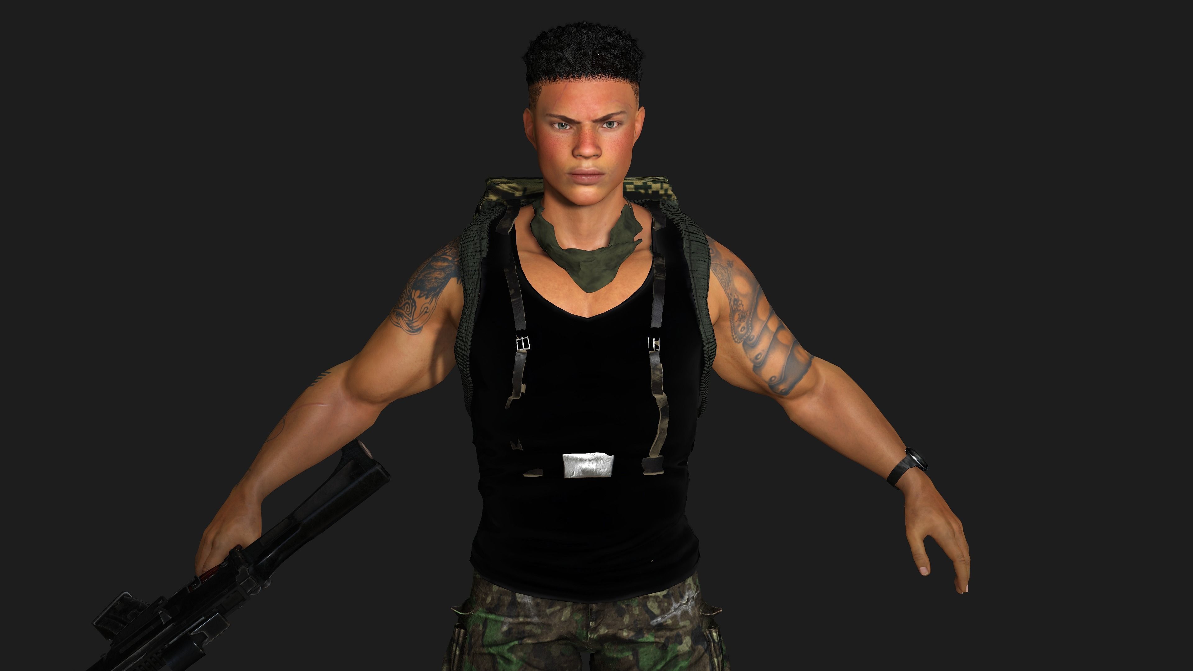 AAA 3D APOCALYPTIC- SURVIVAL- REALISTIC RIG GAME READY CHARACTER Low-poly 3D model_3