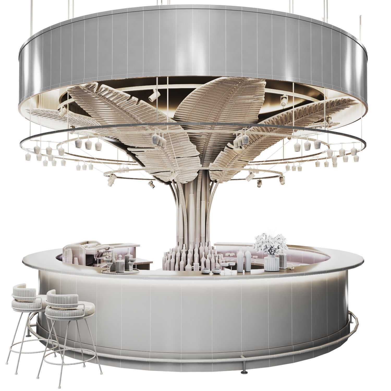 Cocktail Bar02-Island cafe Low-poly 3D model_7