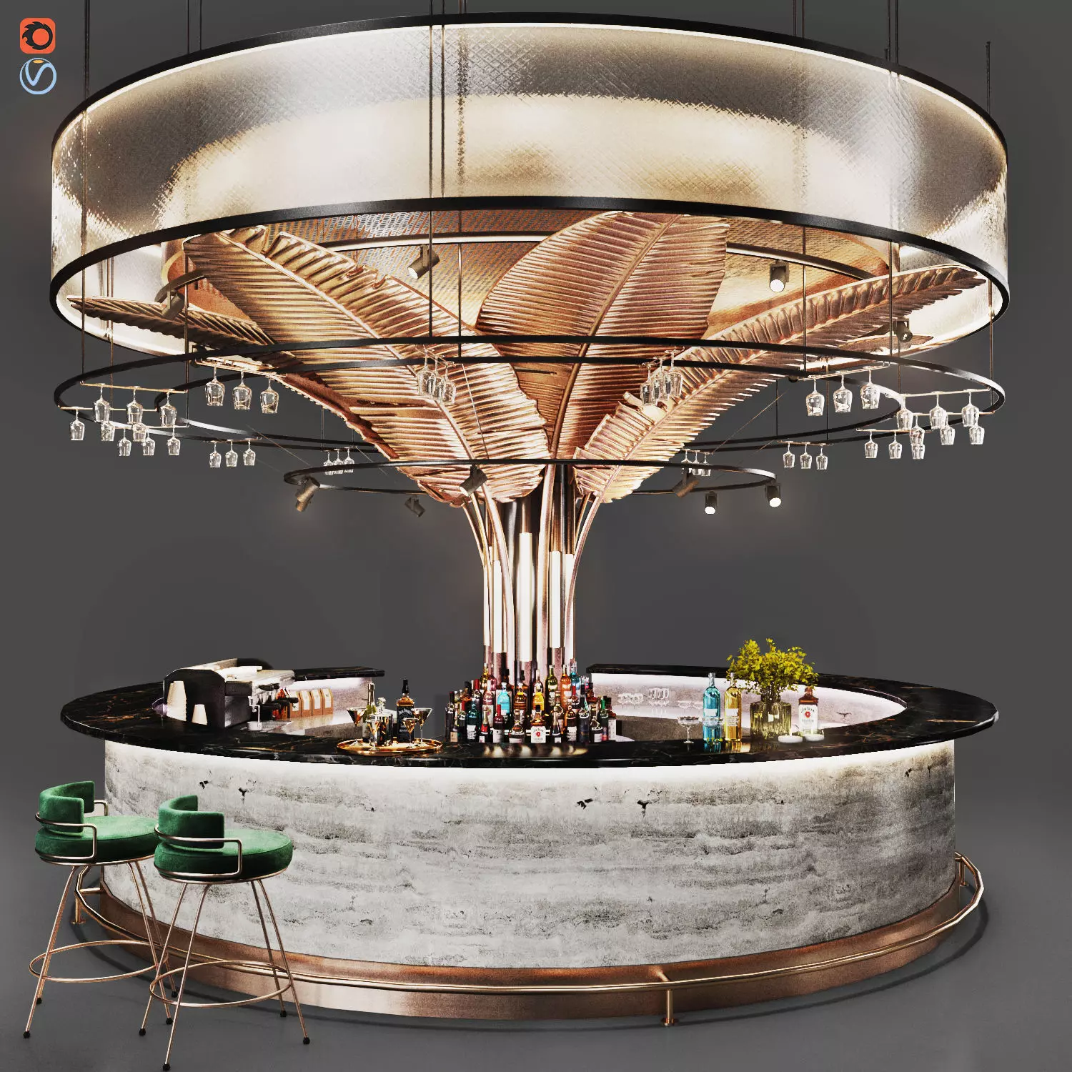 Cocktail Bar02-Island cafe Low-poly 3D model_0