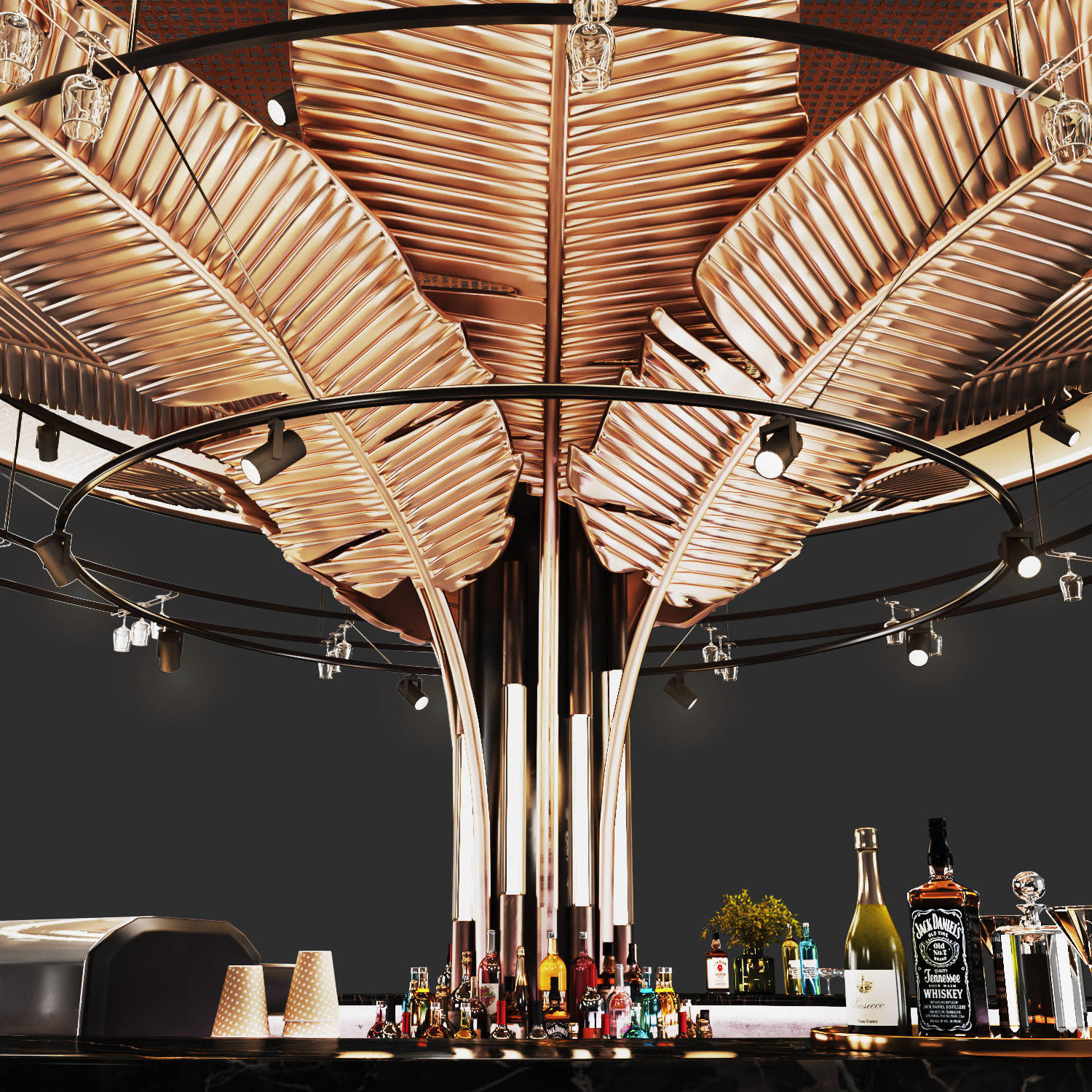 Cocktail Bar02-Island cafe Low-poly 3D model_2