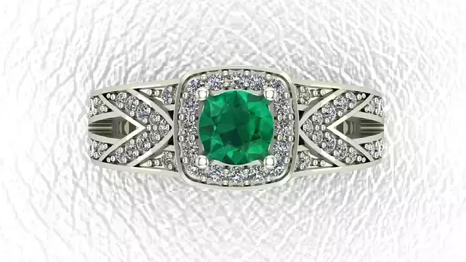 Beautiful Round Emerald Engagement Ring 3d model 3d print model