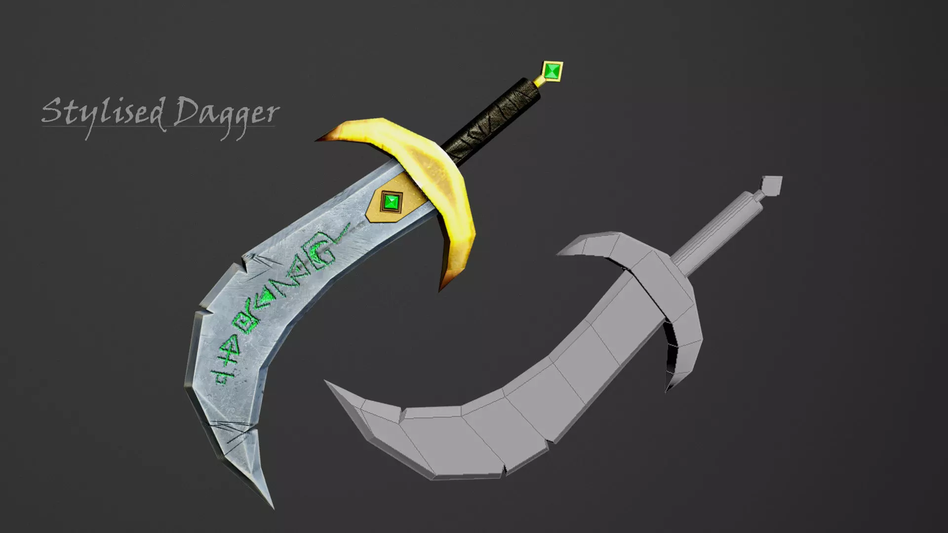 Stylised Dagger  Low-poly 3D model_0