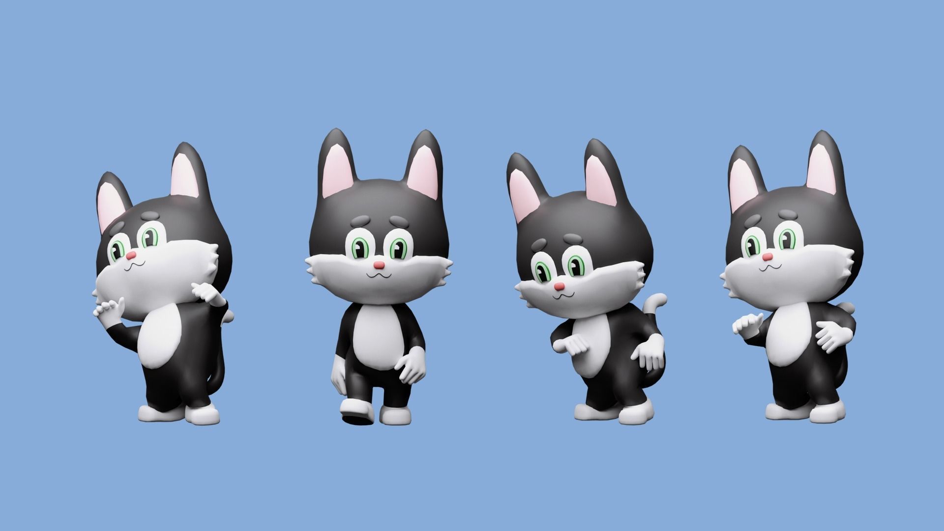 Cartoon character animals Low-poly 3D model_9
