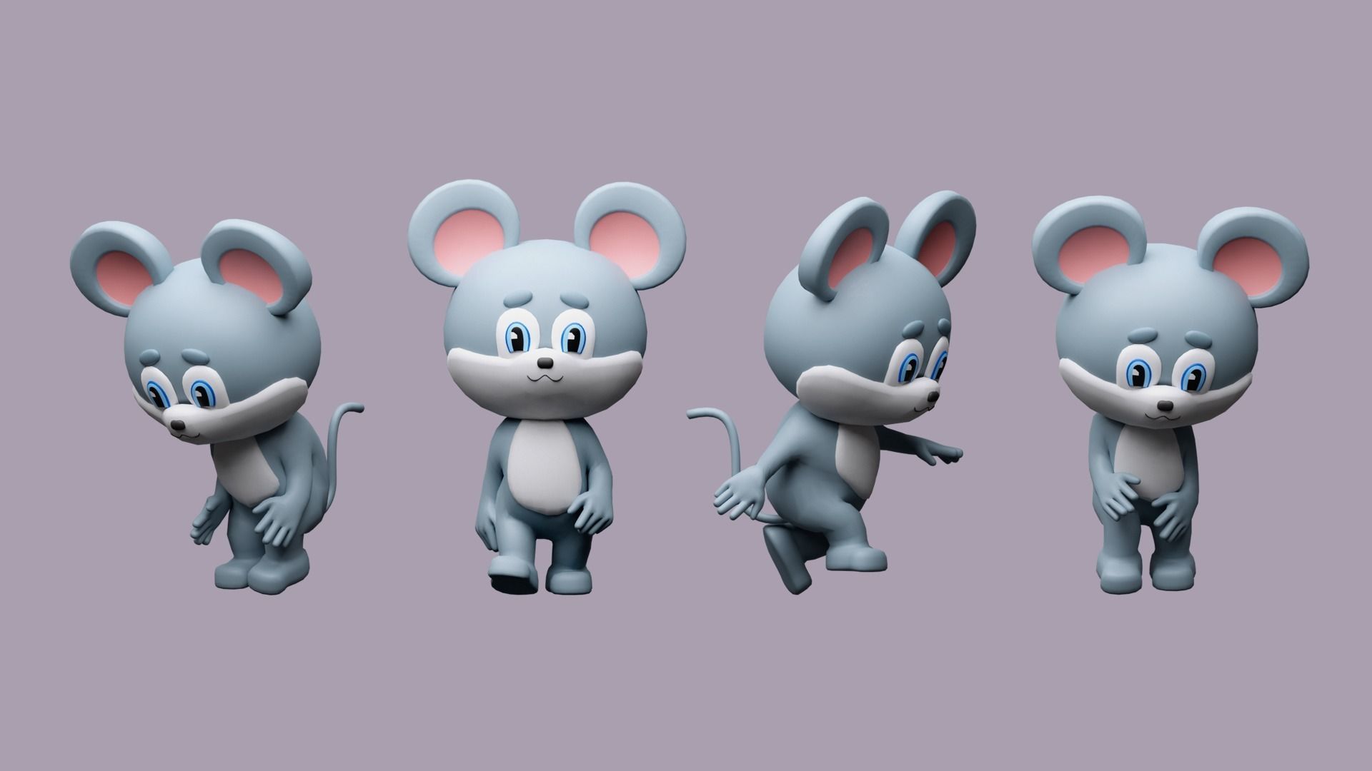 Cartoon character animals Low-poly 3D model_4