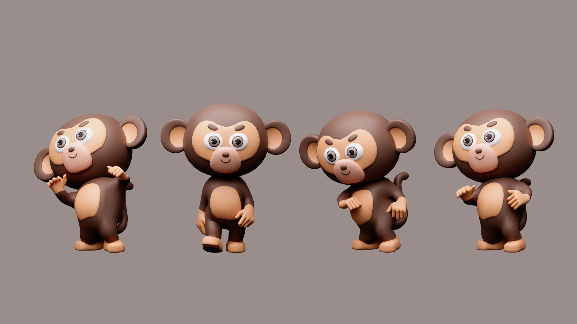 Cartoon character animals Low-poly 3D model_10
