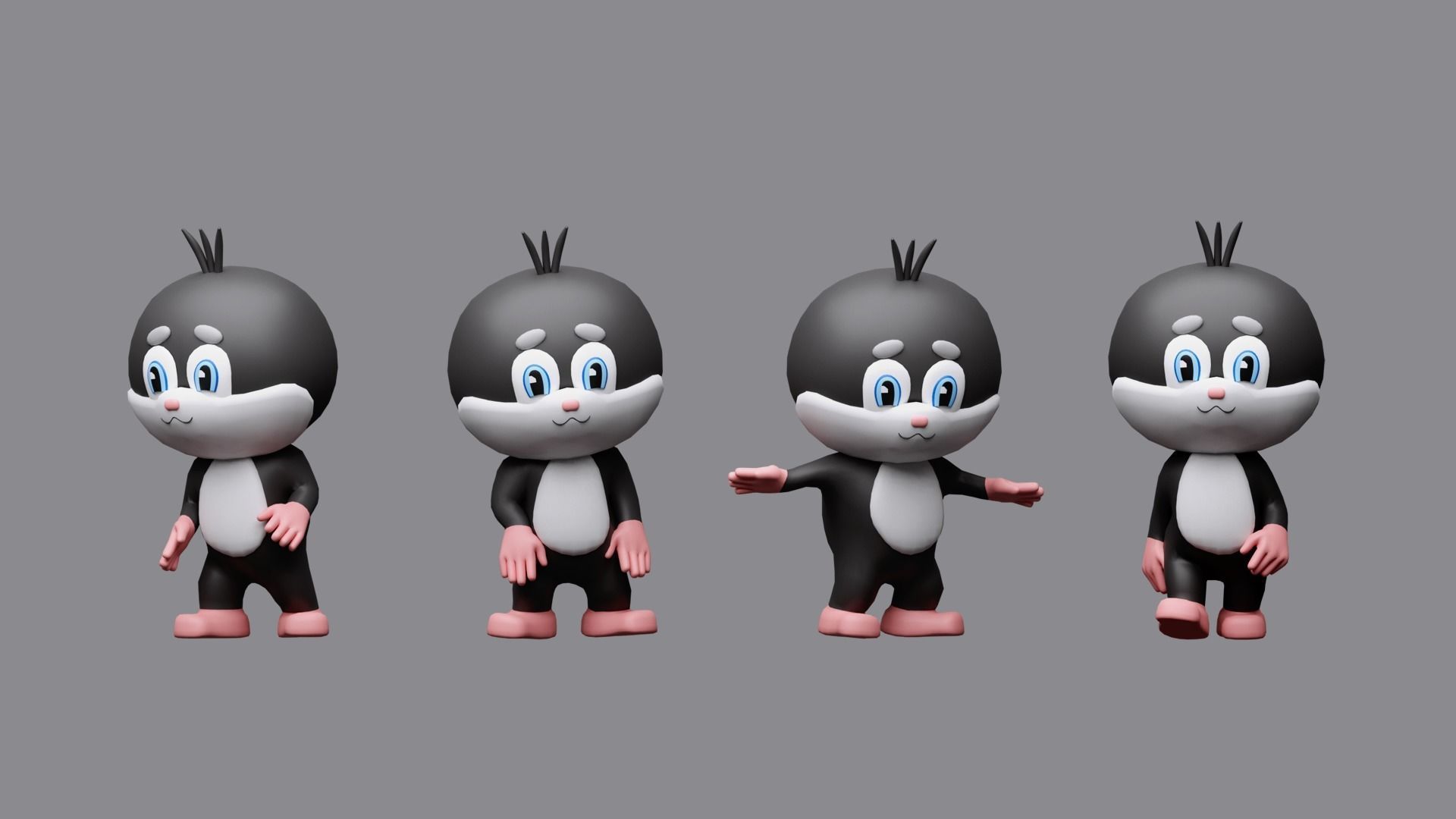 Cartoon character animals Low-poly 3D model_11