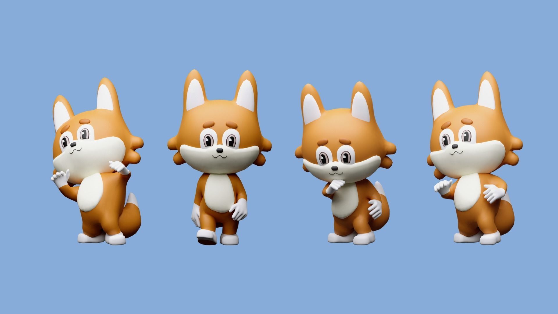 Cartoon character animals Low-poly 3D model_7