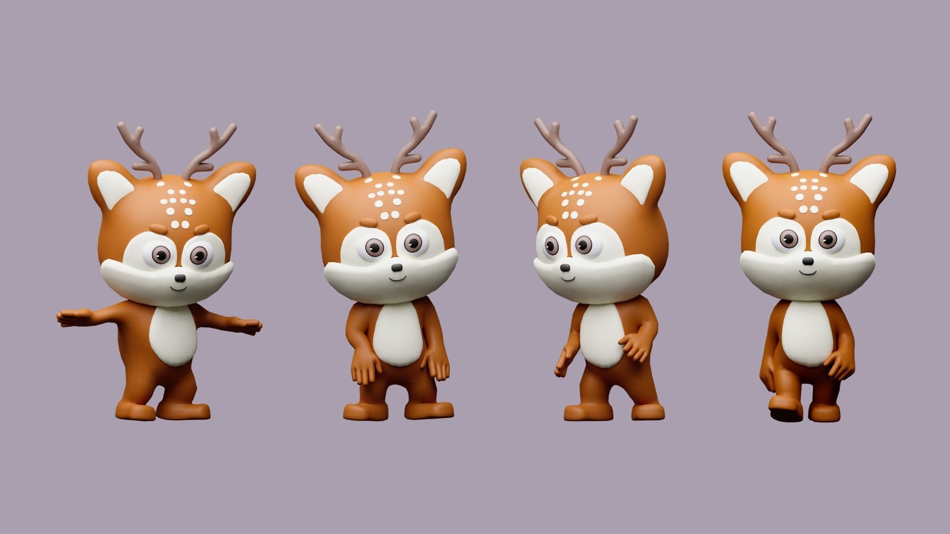 Cartoon character animals Low-poly 3D model_13