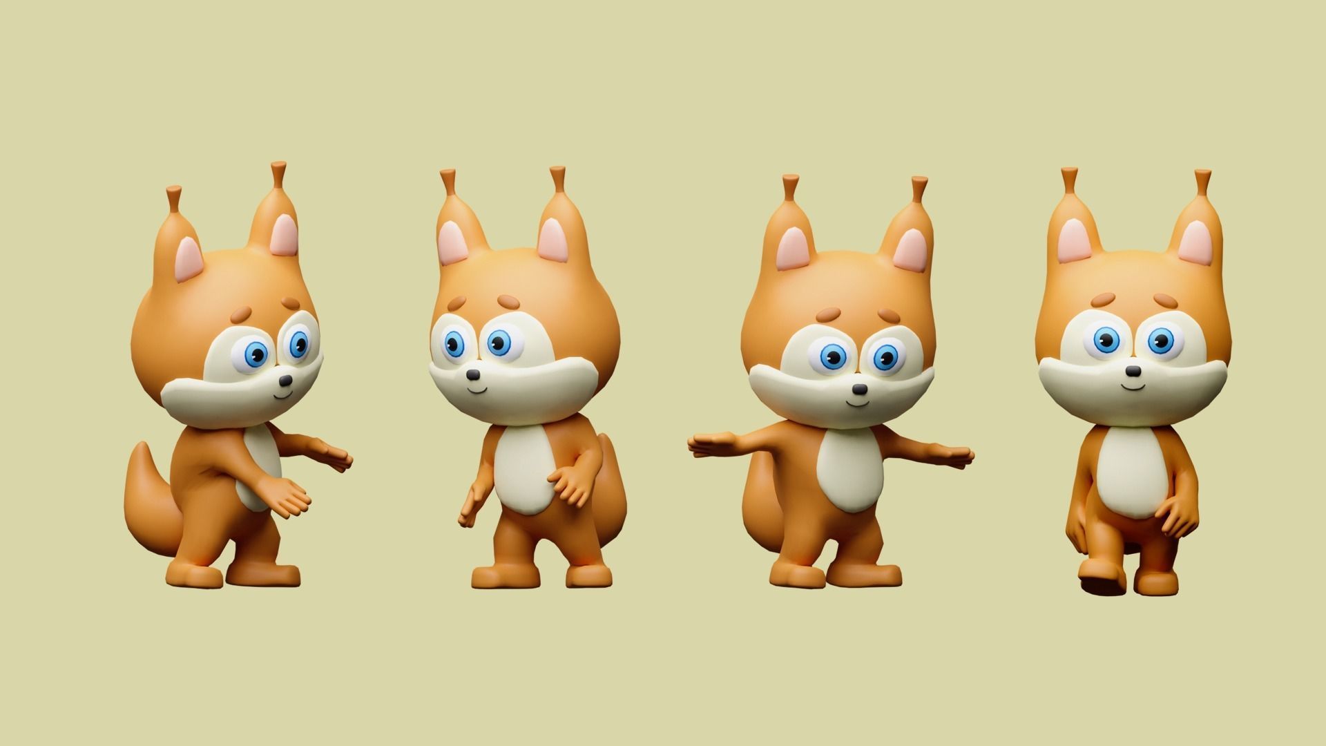 Cartoon character animals Low-poly 3D model_14