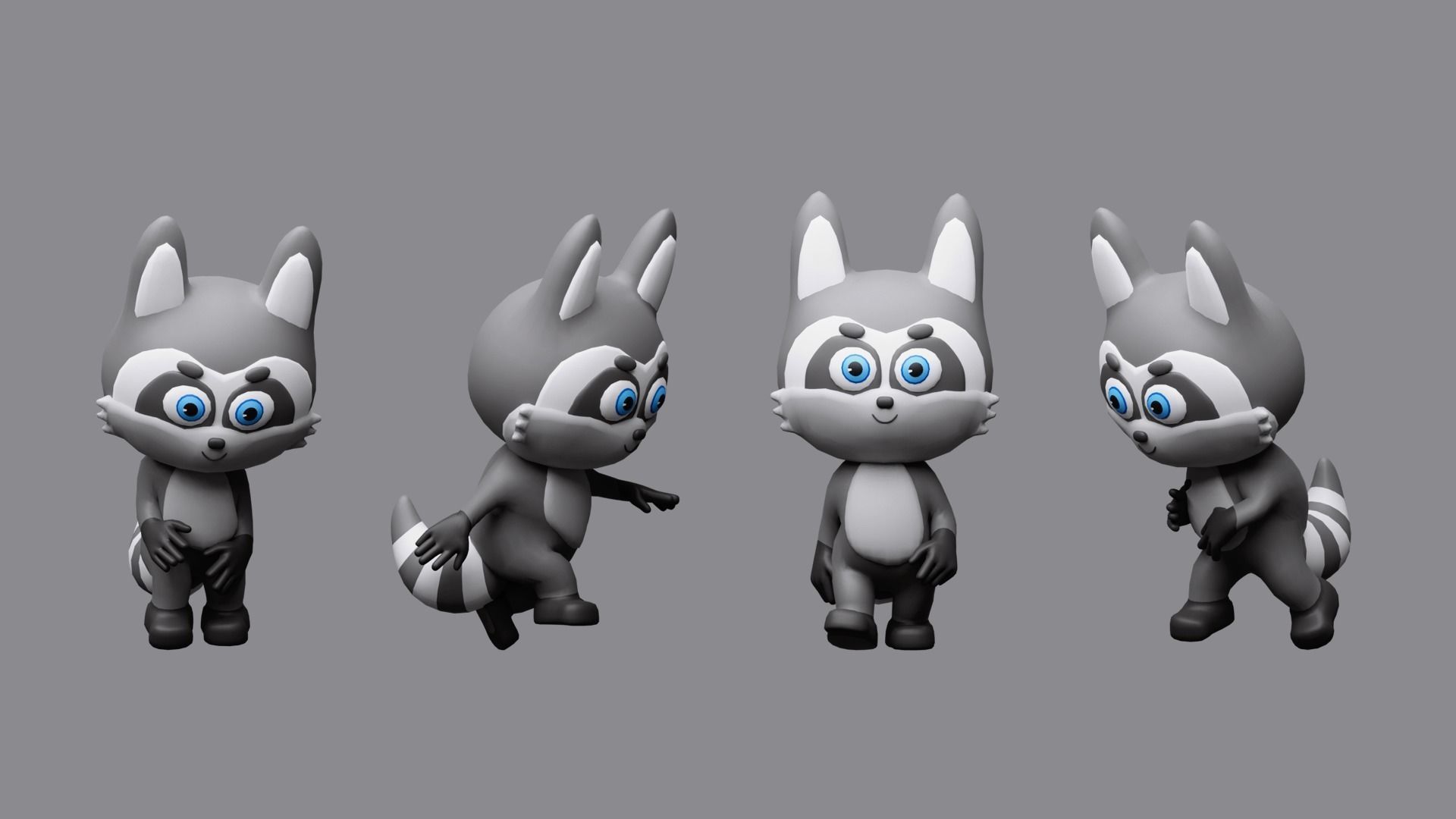 Cartoon character animals Low-poly 3D model_3