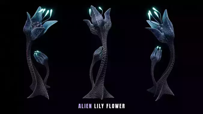 Alien Lily Flower Low-poly 3D model