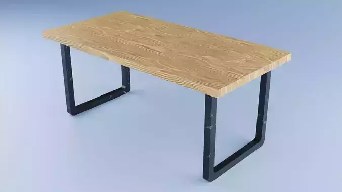 Table made of wood and metal low poly