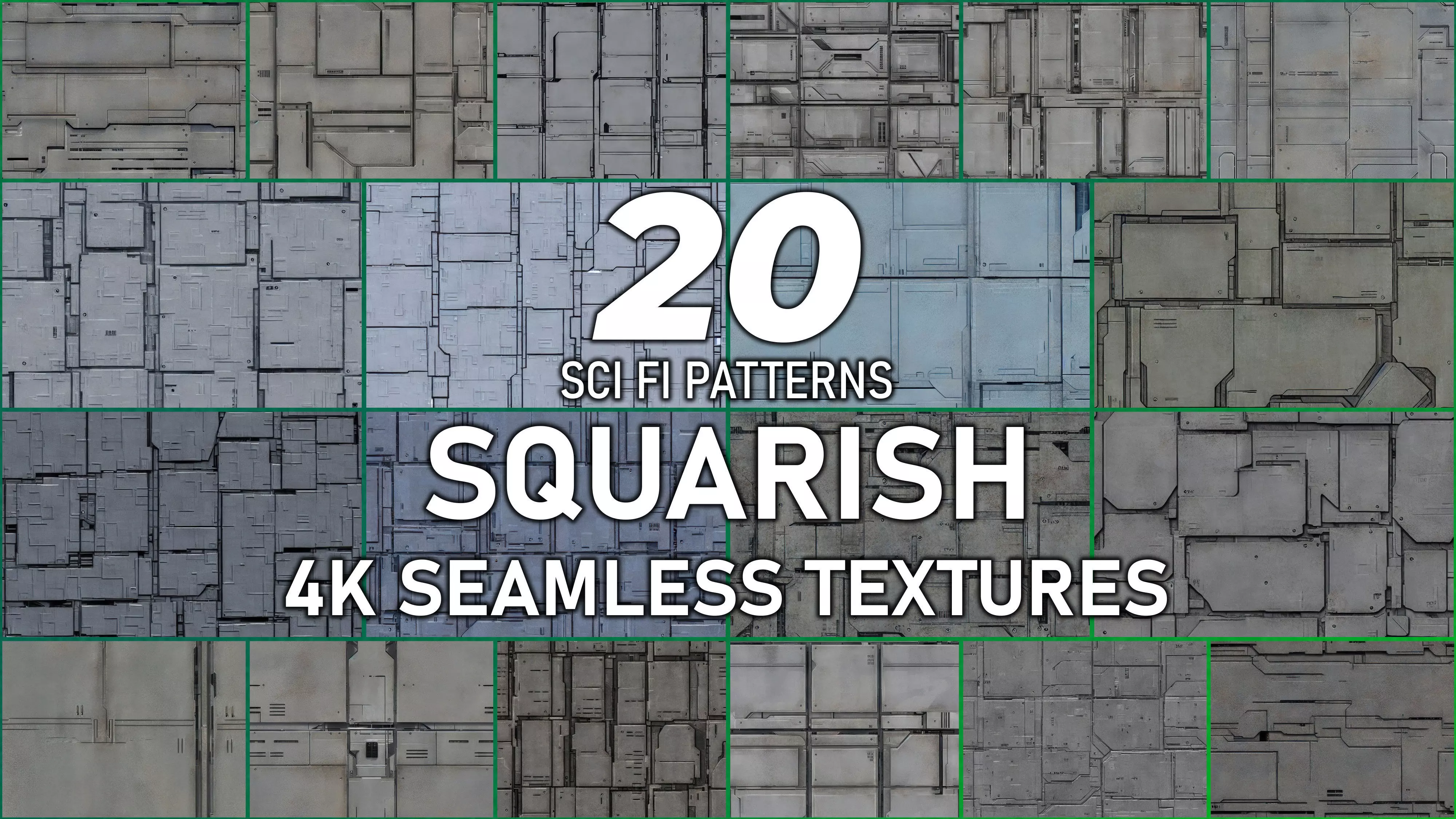 20 Seamless Sci-fi Panels - Squarish Texture