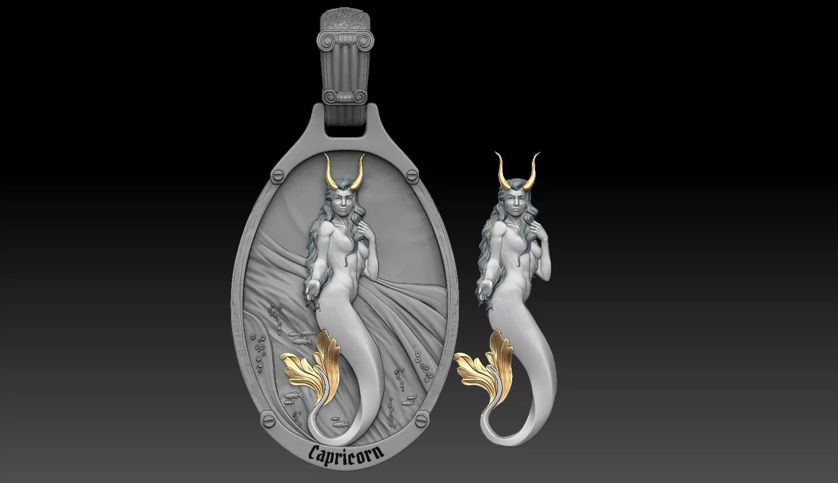 Capricorn zodiac  pendant 3D print model_0