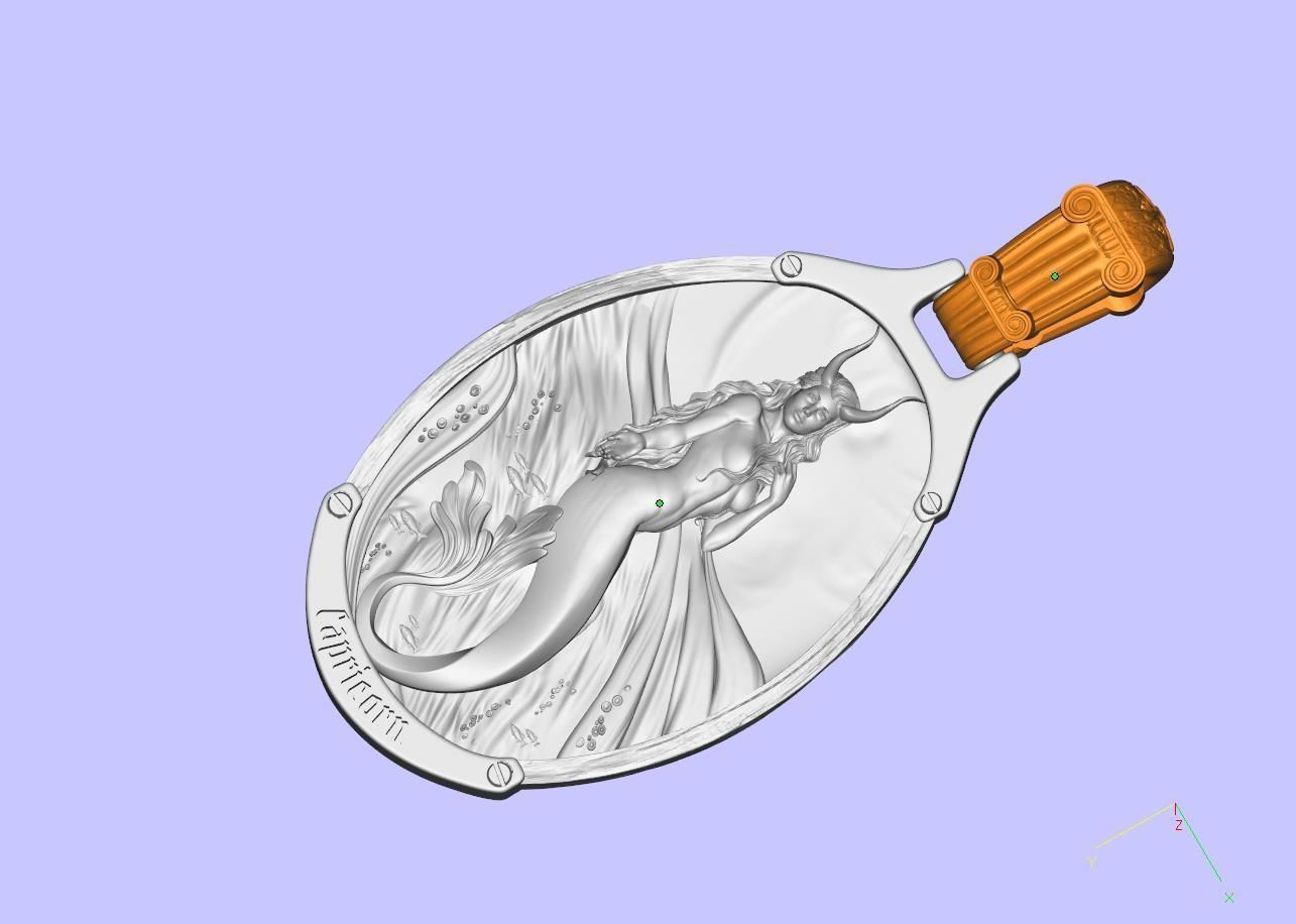 Capricorn zodiac  pendant 3D print model_3