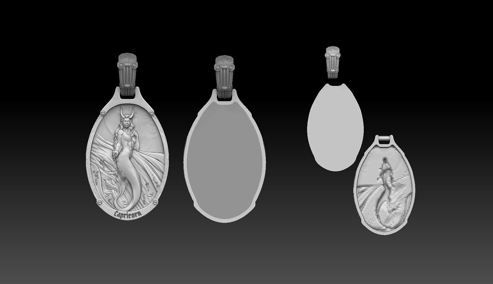 Capricorn zodiac  pendant 3D print model_6