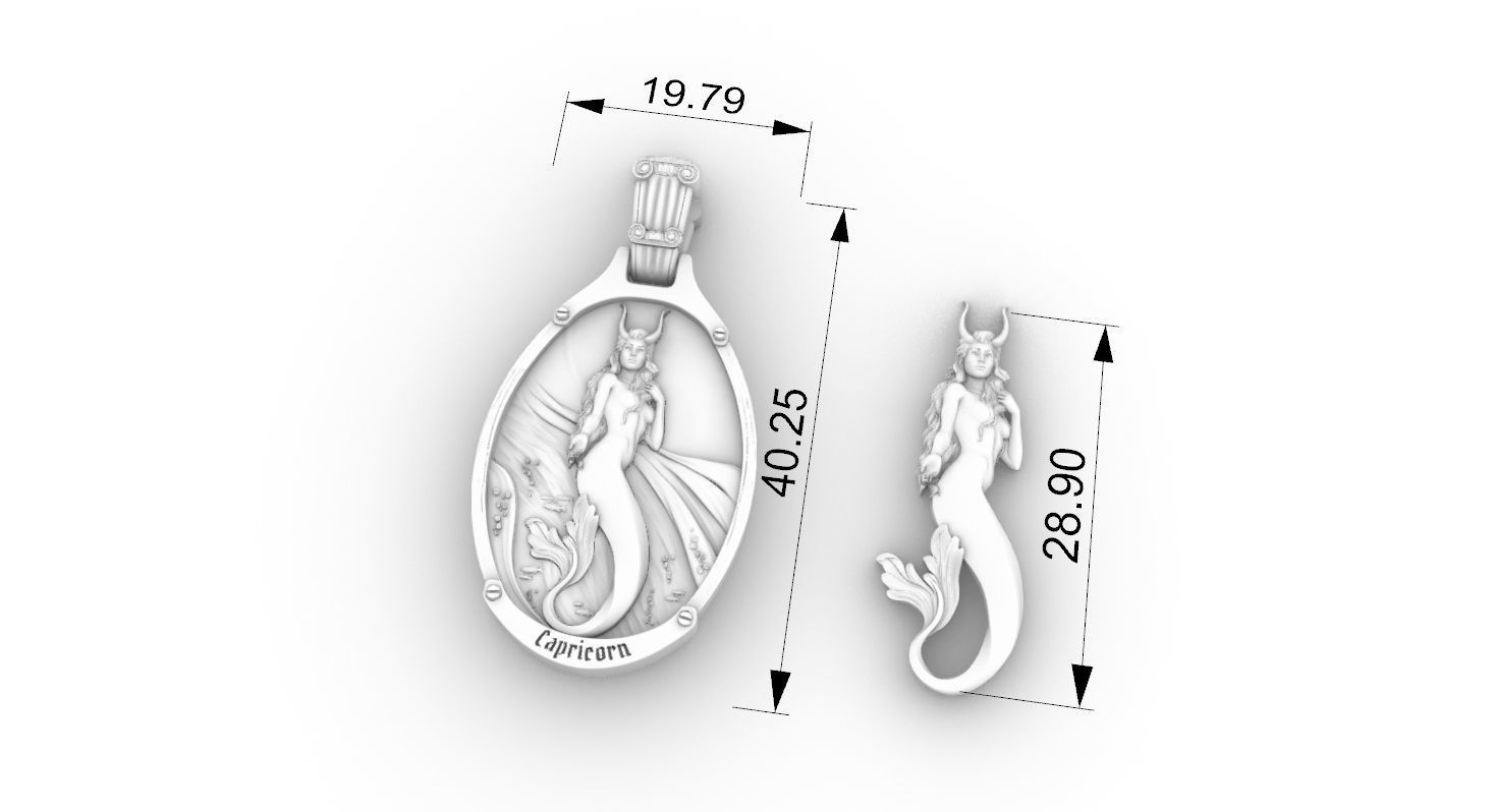 Capricorn zodiac  pendant 3D print model_5