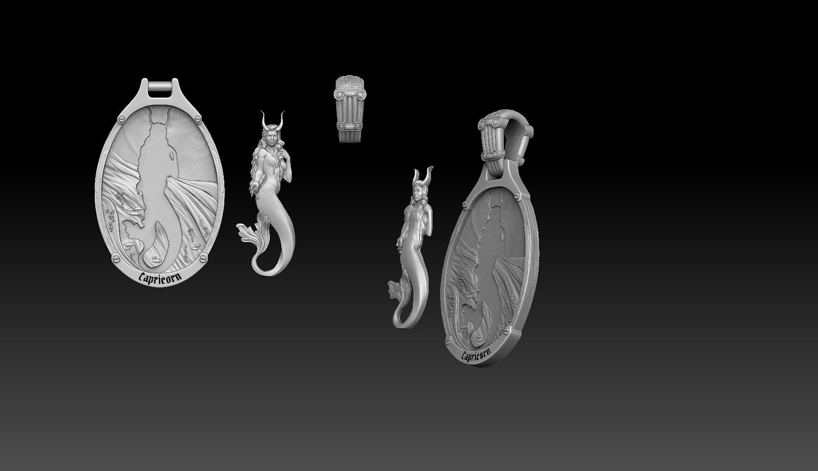Capricorn zodiac  pendant 3D print model_7
