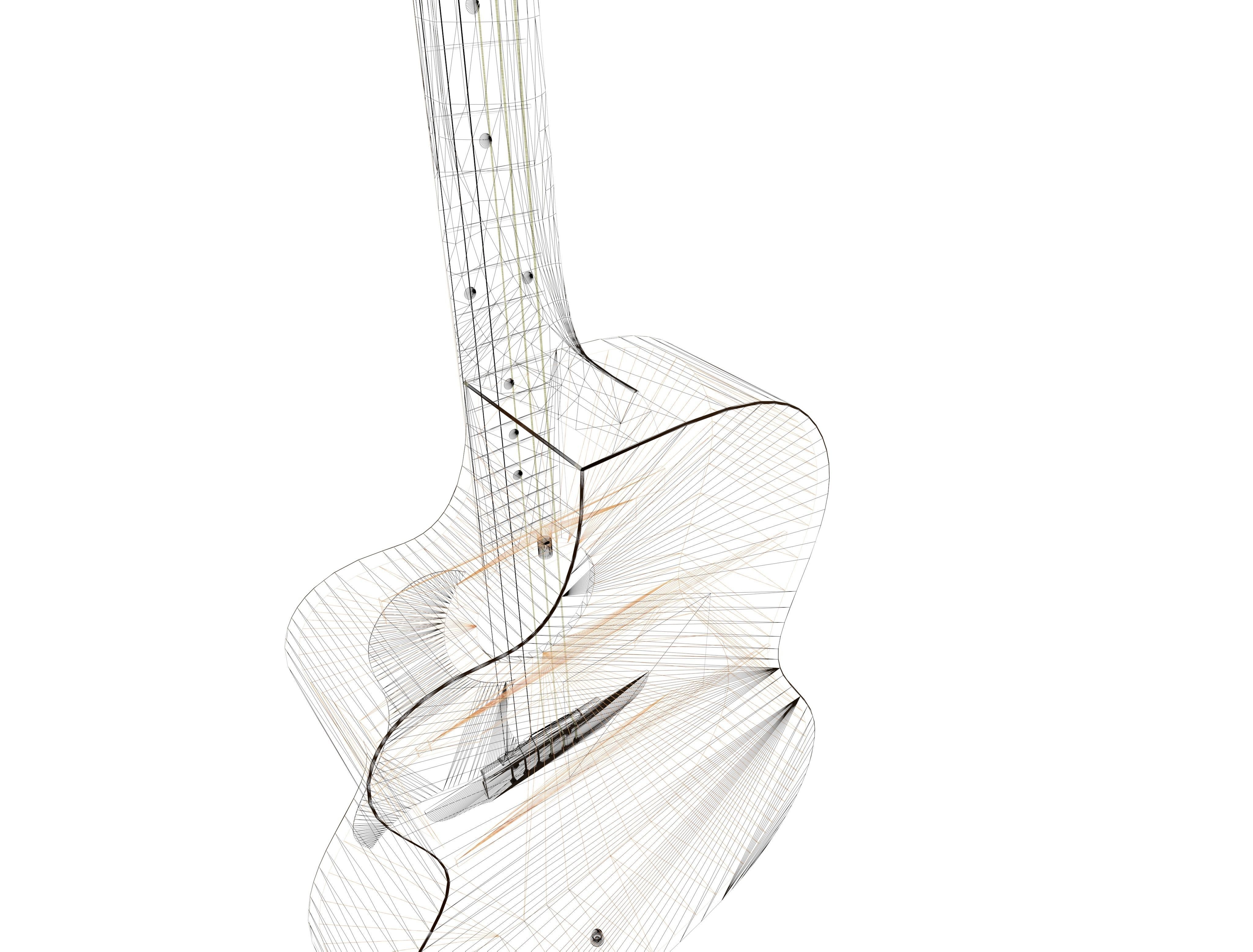 Acoustic guitar 6 strings 3D model_3