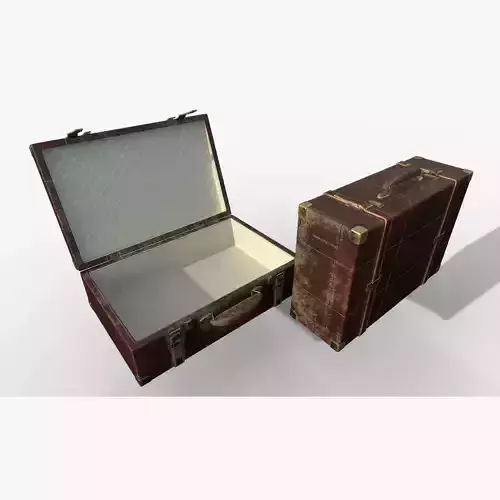 Vintage Leather Suitcase PBR Low-poly 3D model