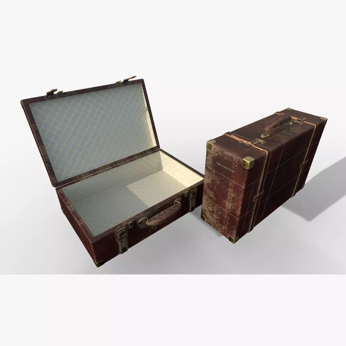 Vintage Leather Suitcase PBR Low-poly 3D model_0
