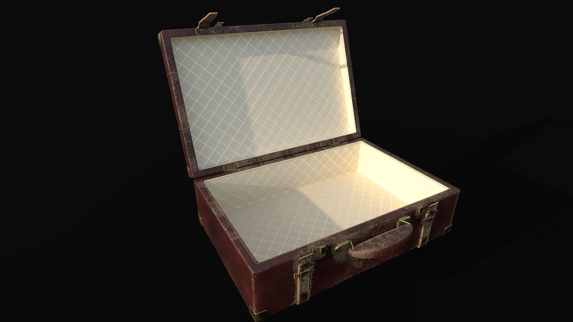 Vintage Leather Suitcase PBR Low-poly 3D model_3