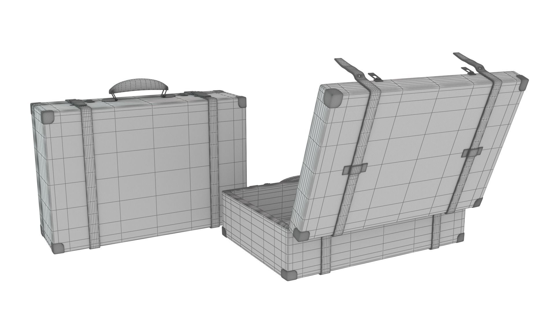 Vintage Leather Suitcase PBR Low-poly 3D model_32