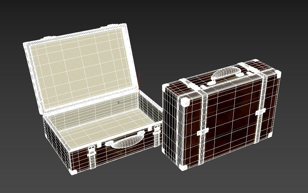 Vintage Leather Suitcase PBR Low-poly 3D model_22