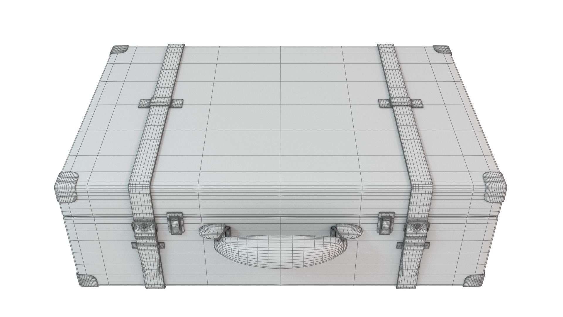 Vintage Leather Suitcase PBR Low-poly 3D model_30