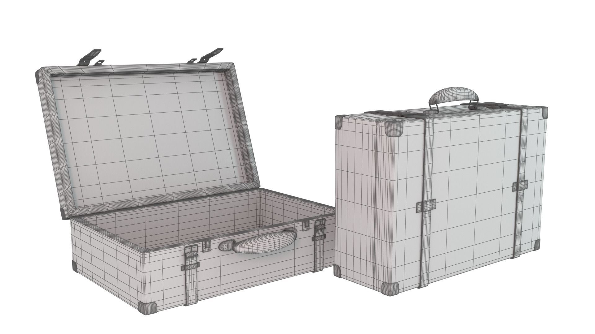 Vintage Leather Suitcase PBR Low-poly 3D model_25