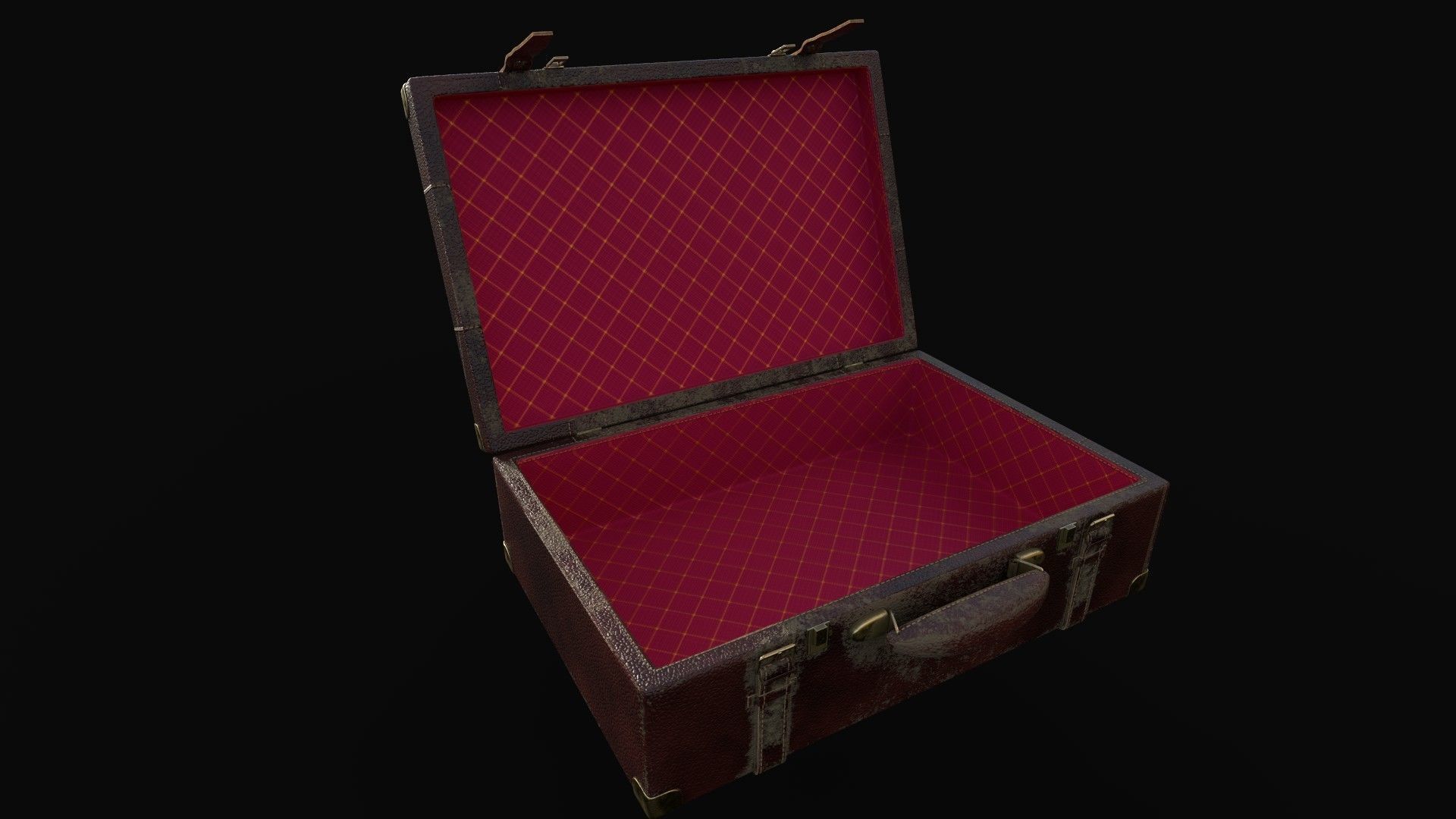 Vintage Leather Suitcase PBR Low-poly 3D model_18