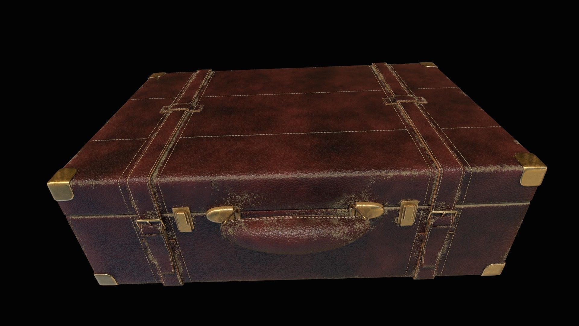 Vintage Leather Suitcase PBR Low-poly 3D model_15