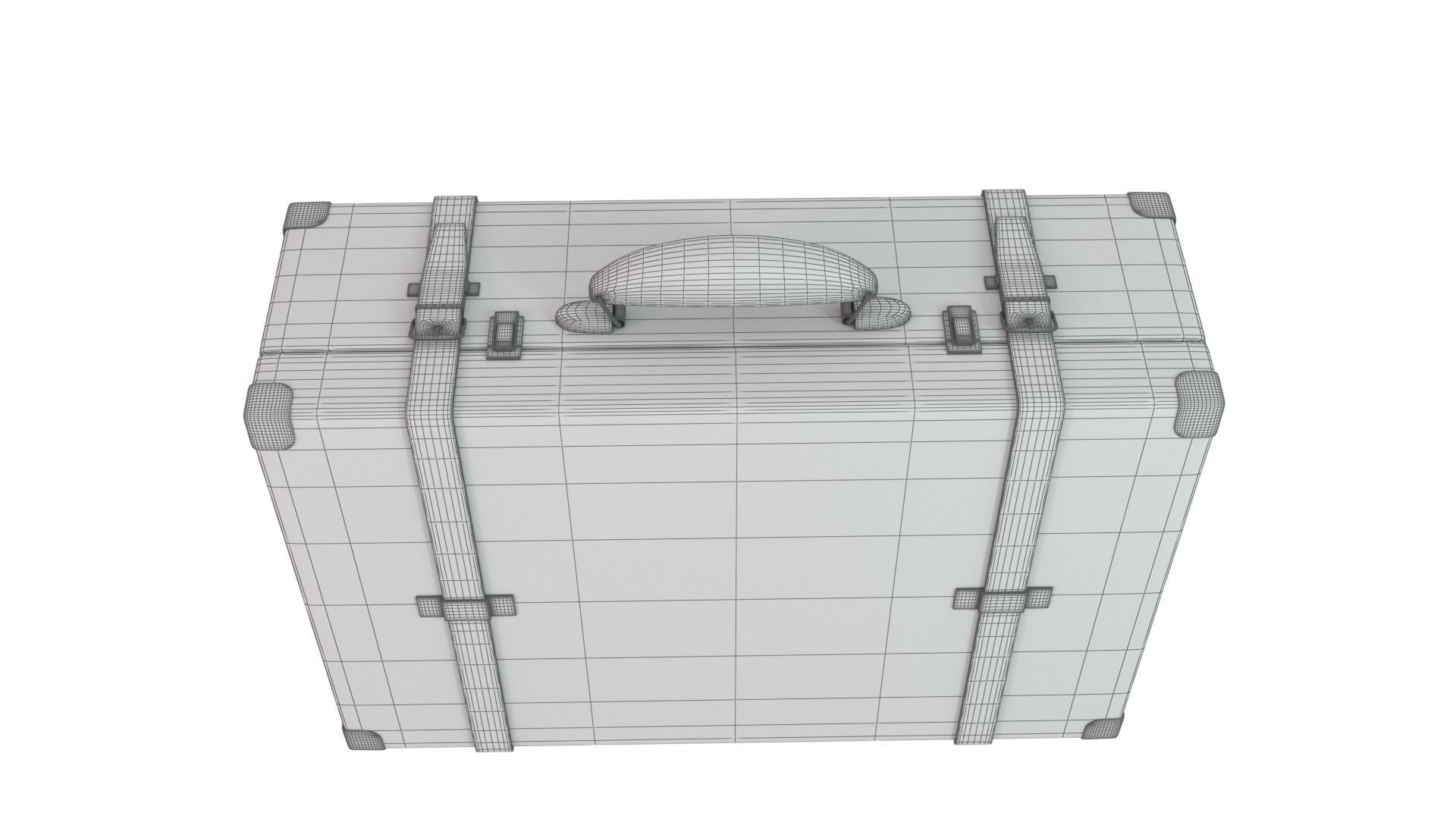 Vintage Leather Suitcase PBR Low-poly 3D model_28