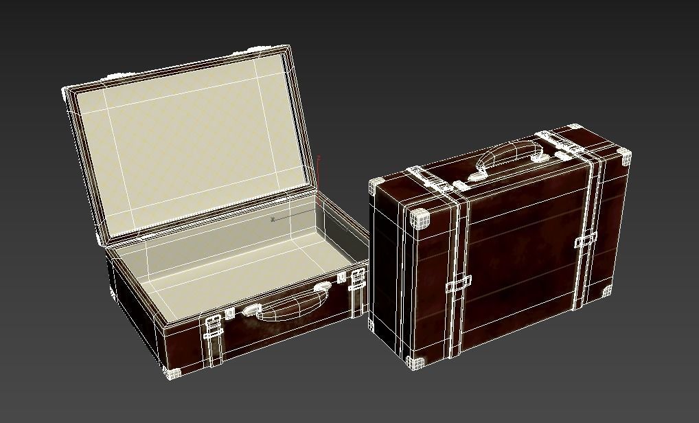 Vintage Leather Suitcase PBR Low-poly 3D model_21