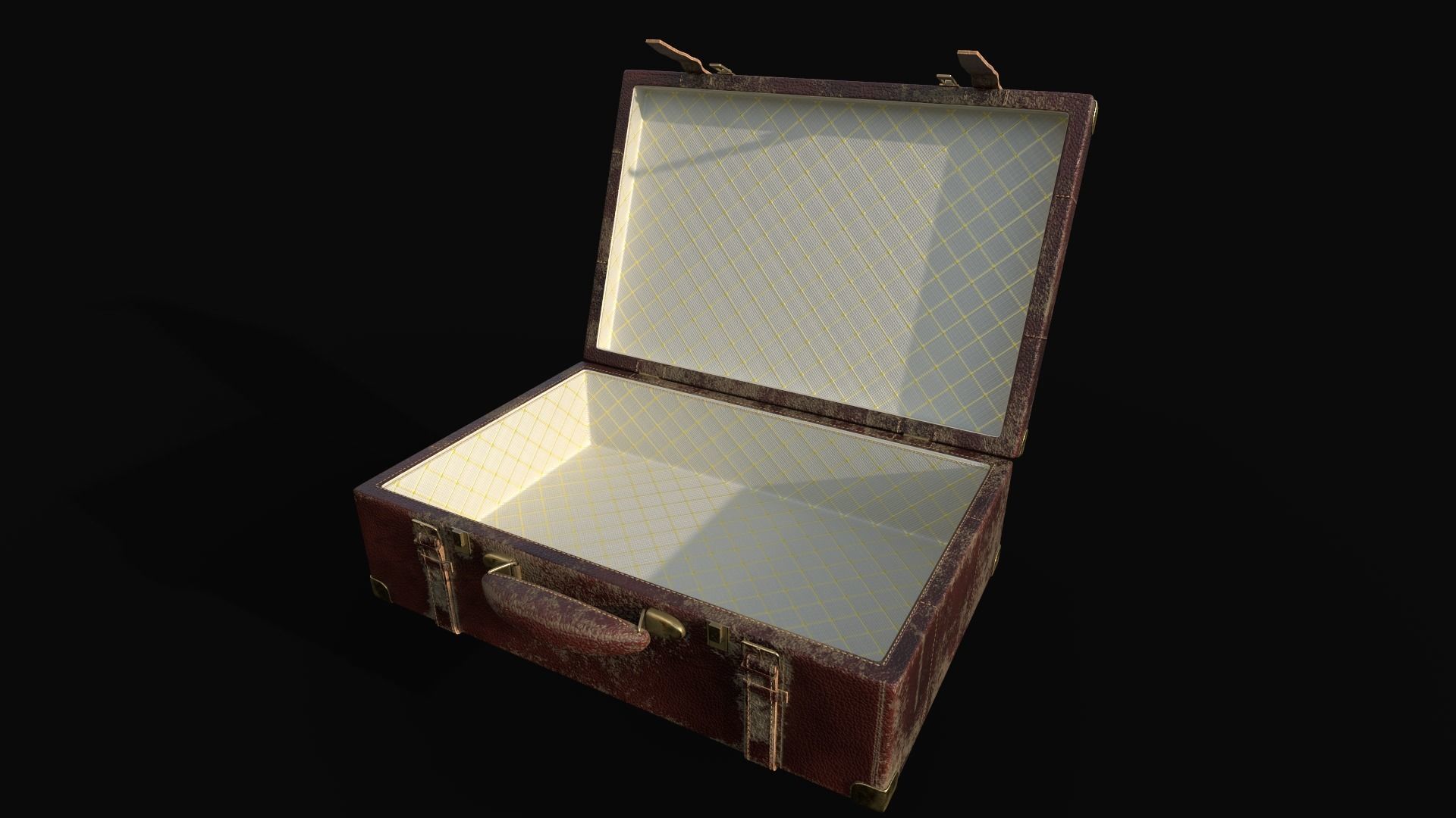 Vintage Leather Suitcase PBR Low-poly 3D model_4