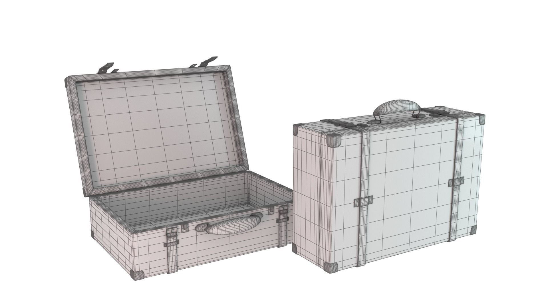 Vintage Leather Suitcase PBR Low-poly 3D model_24