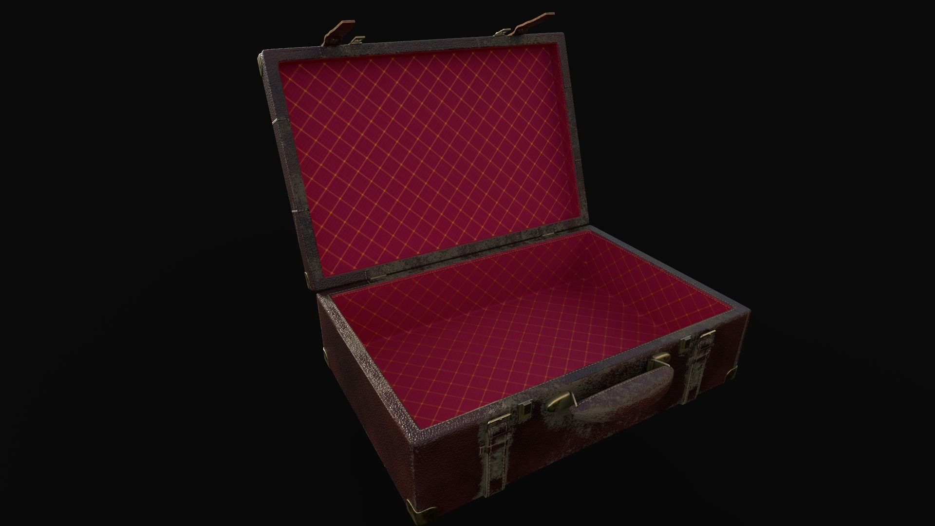Vintage Leather Suitcase PBR Low-poly 3D model_12