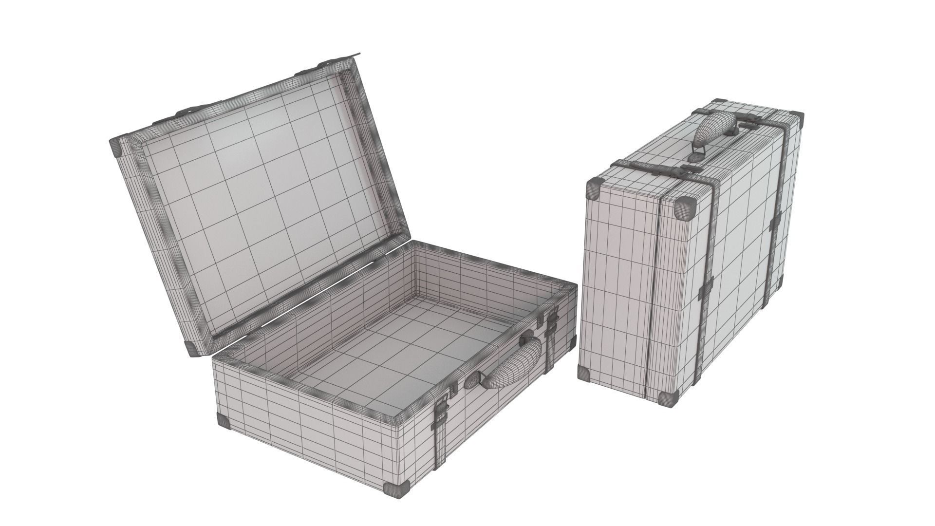 Vintage Leather Suitcase PBR Low-poly 3D model_31