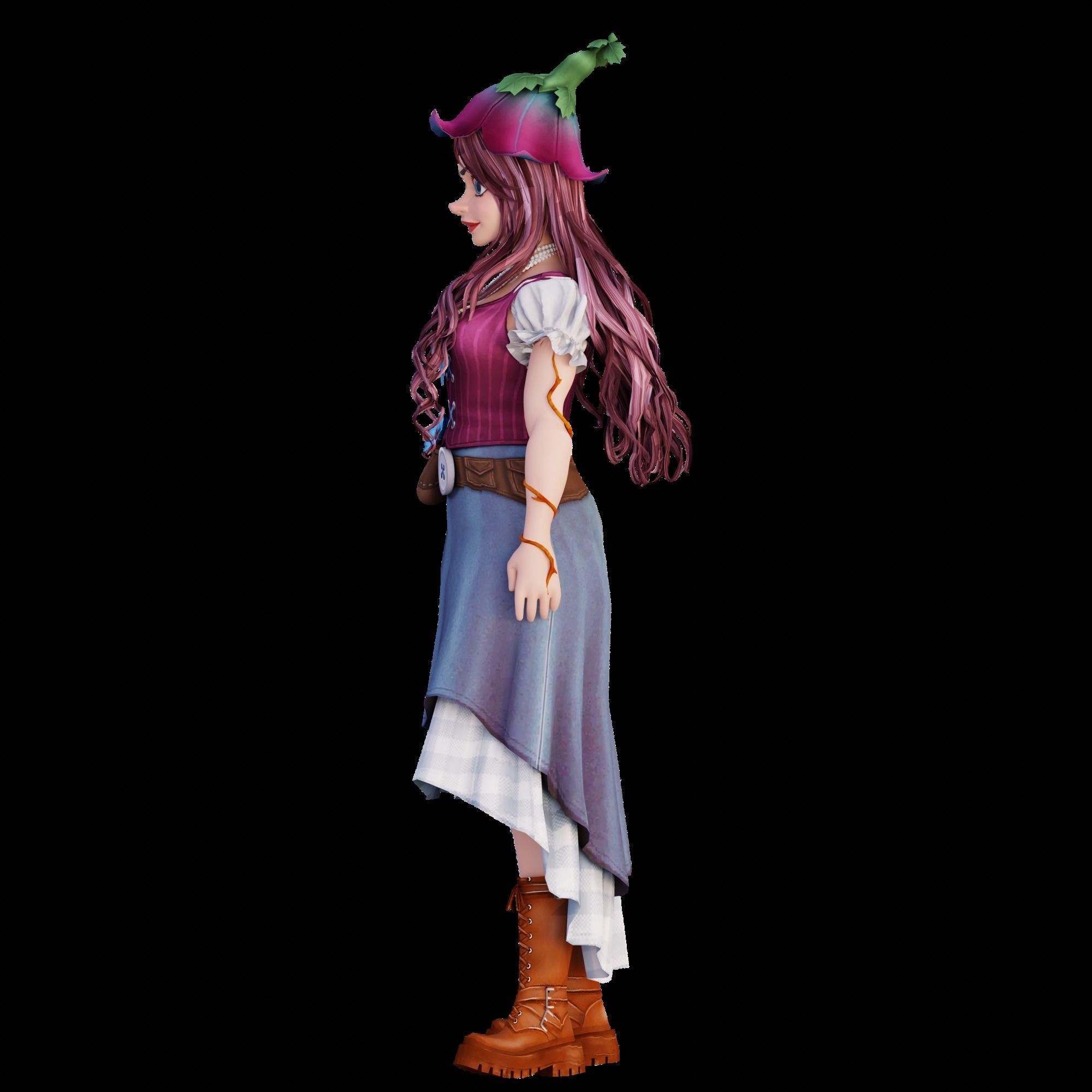 Adorable Farm Character Pixar Style  Low-poly 3D model_11