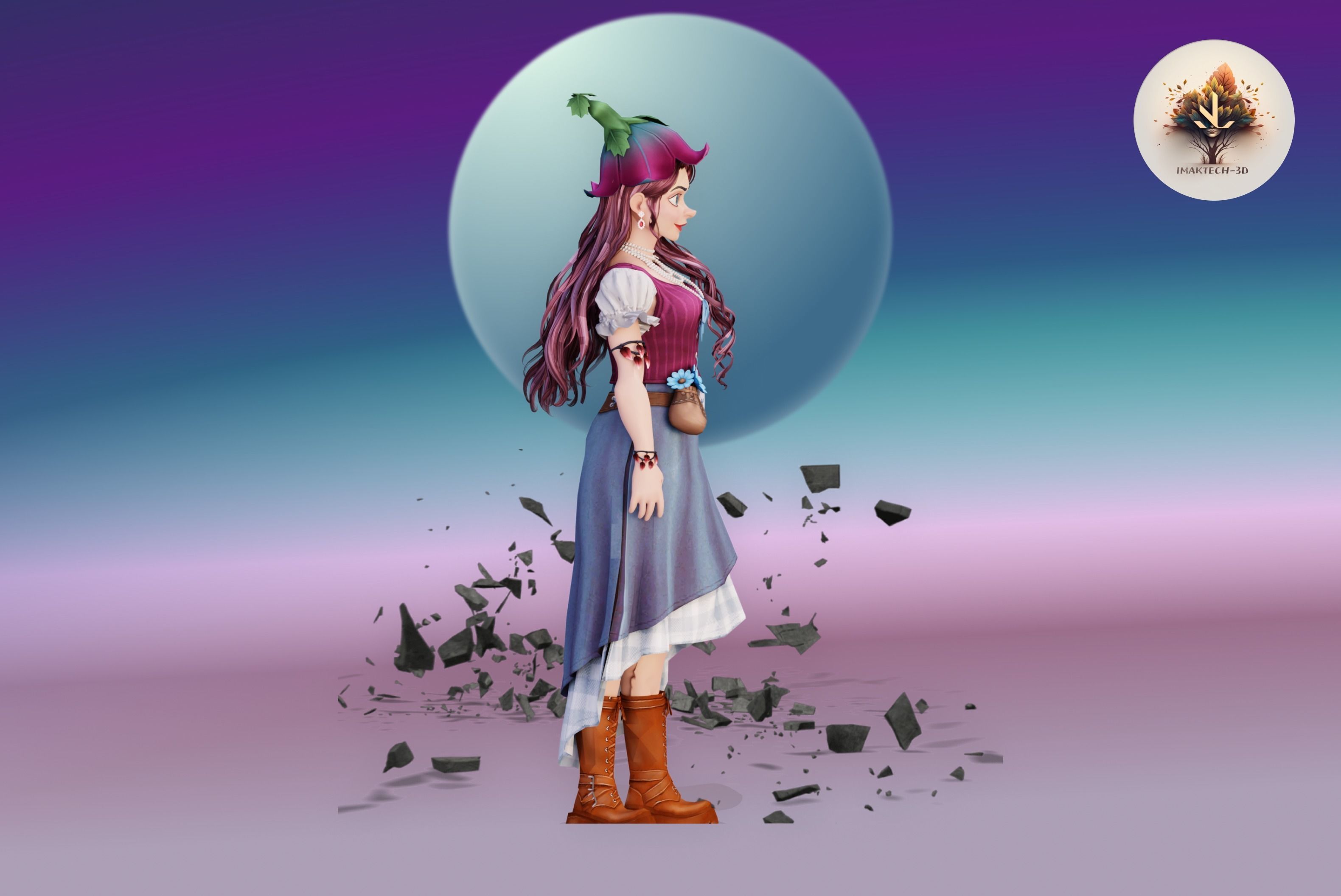 Adorable Farm Character Pixar Style  Low-poly 3D model_4