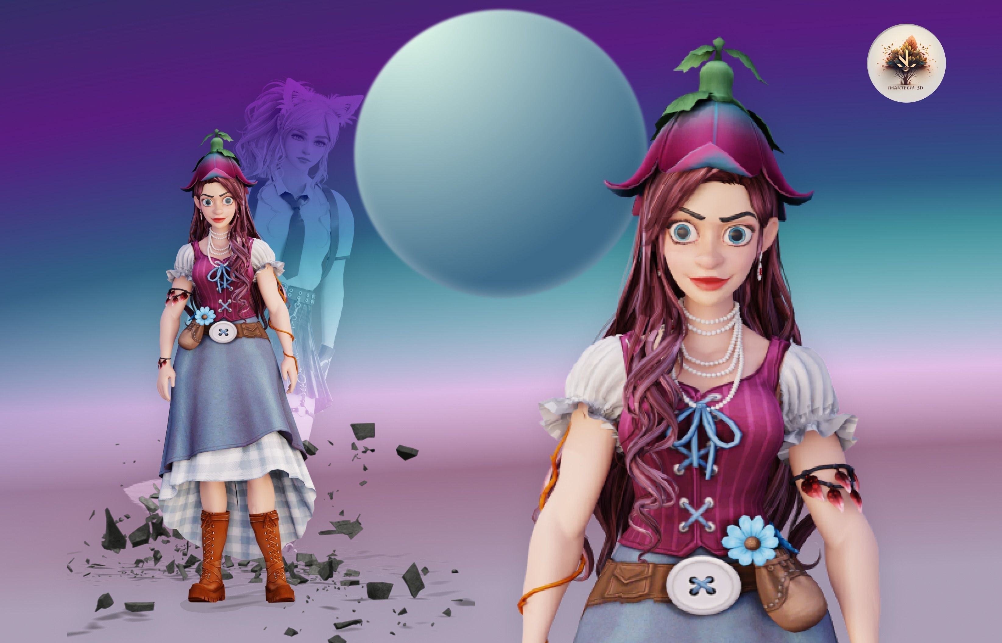 Adorable Farm Character Pixar Style  Low-poly 3D model_1