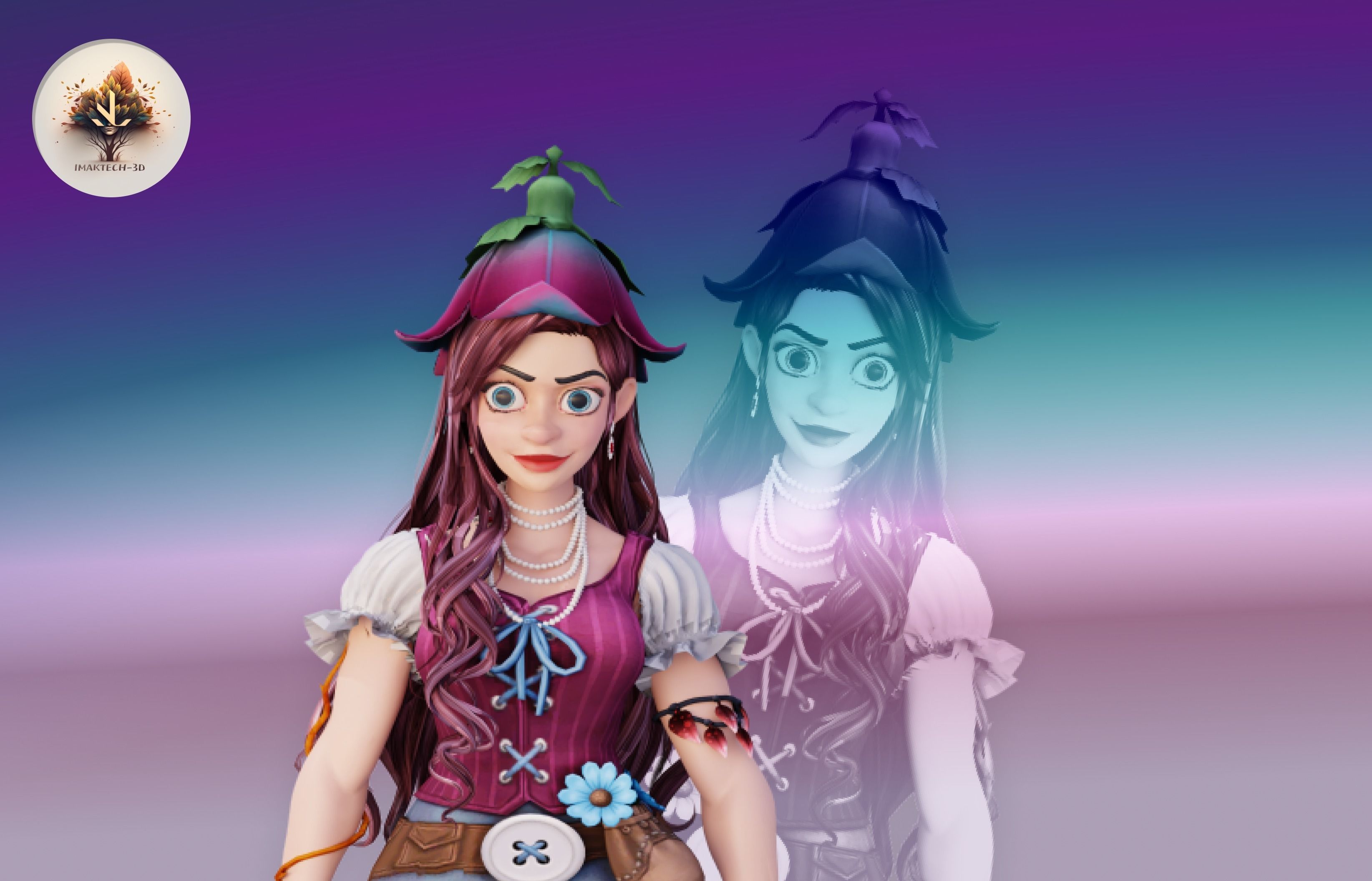 Adorable Farm Character Pixar Style  Low-poly 3D model_2