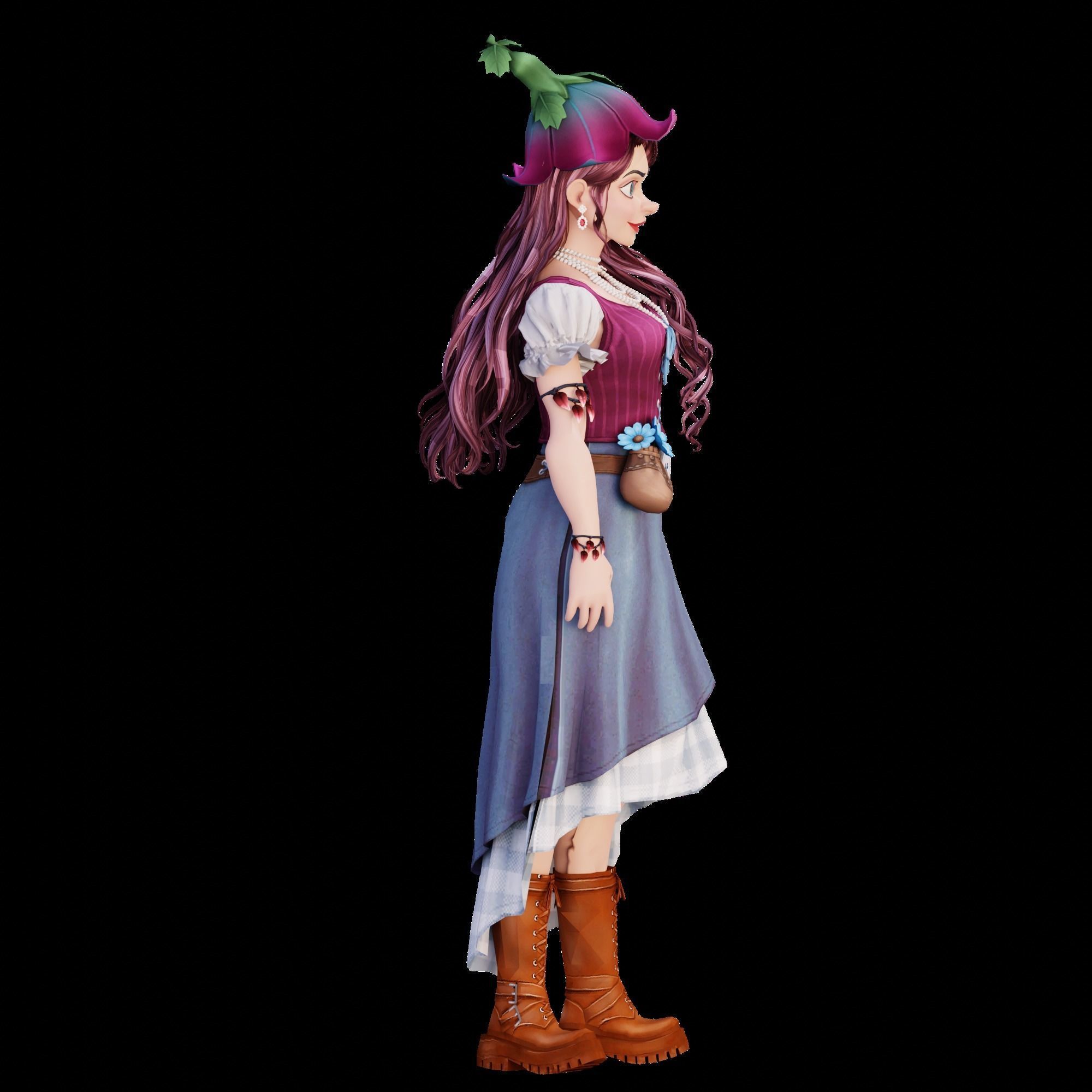 Adorable Farm Character Pixar Style  Low-poly 3D model_12