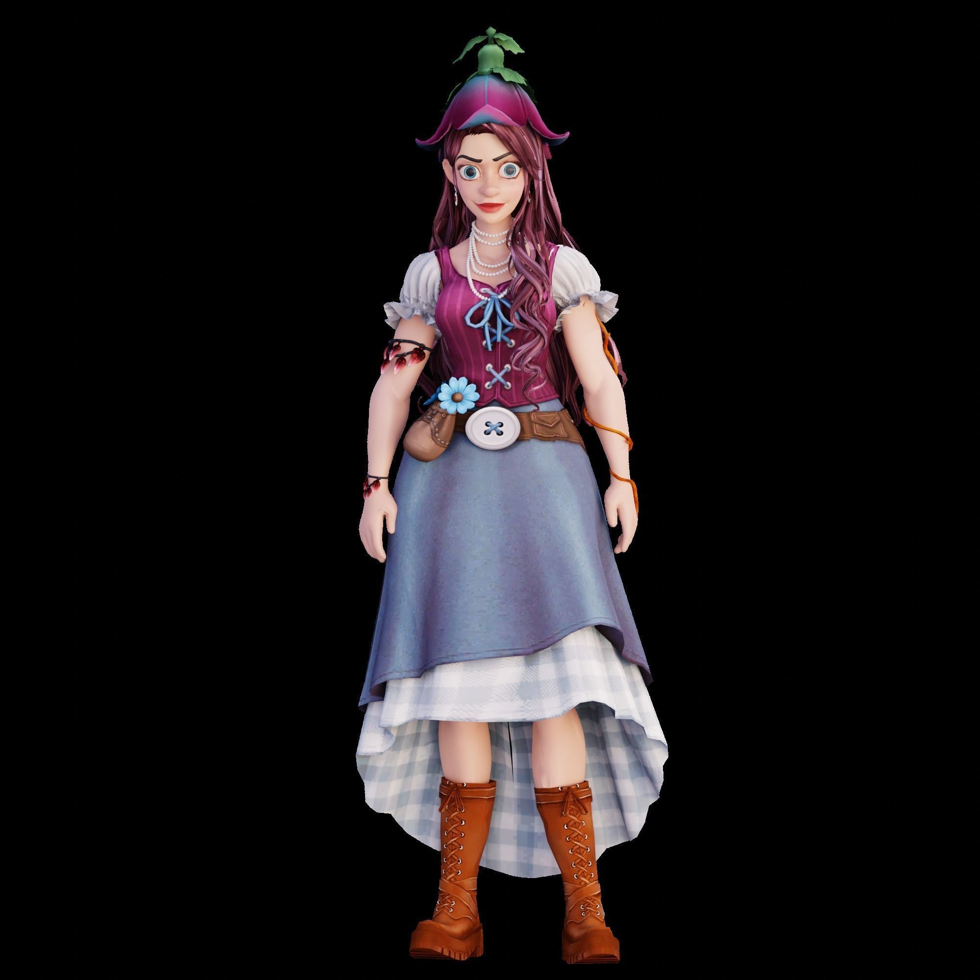 Adorable Farm Character Pixar Style  Low-poly 3D model_10