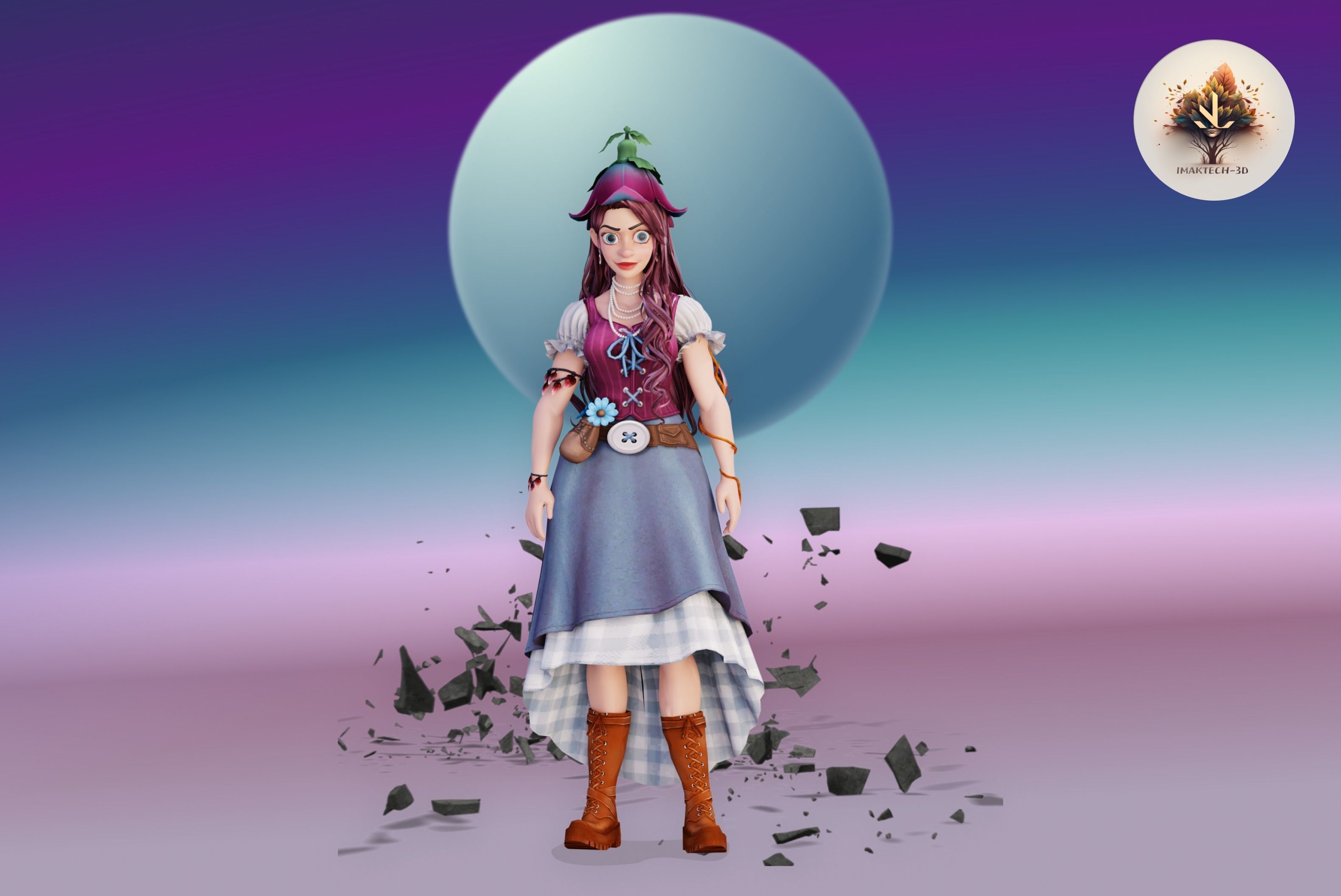 Adorable Farm Character Pixar Style  Low-poly 3D model_5