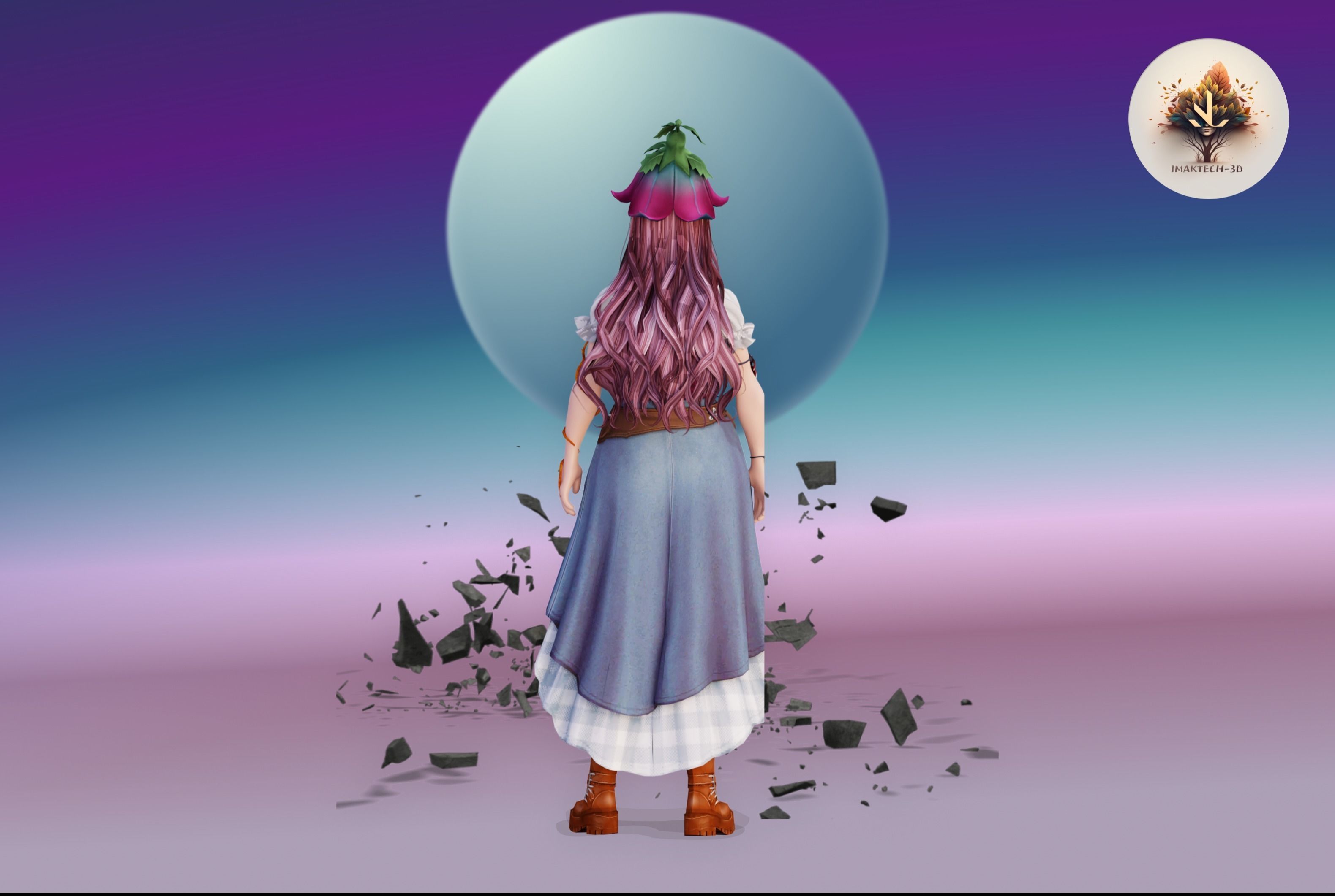 Adorable Farm Character Pixar Style  Low-poly 3D model_6