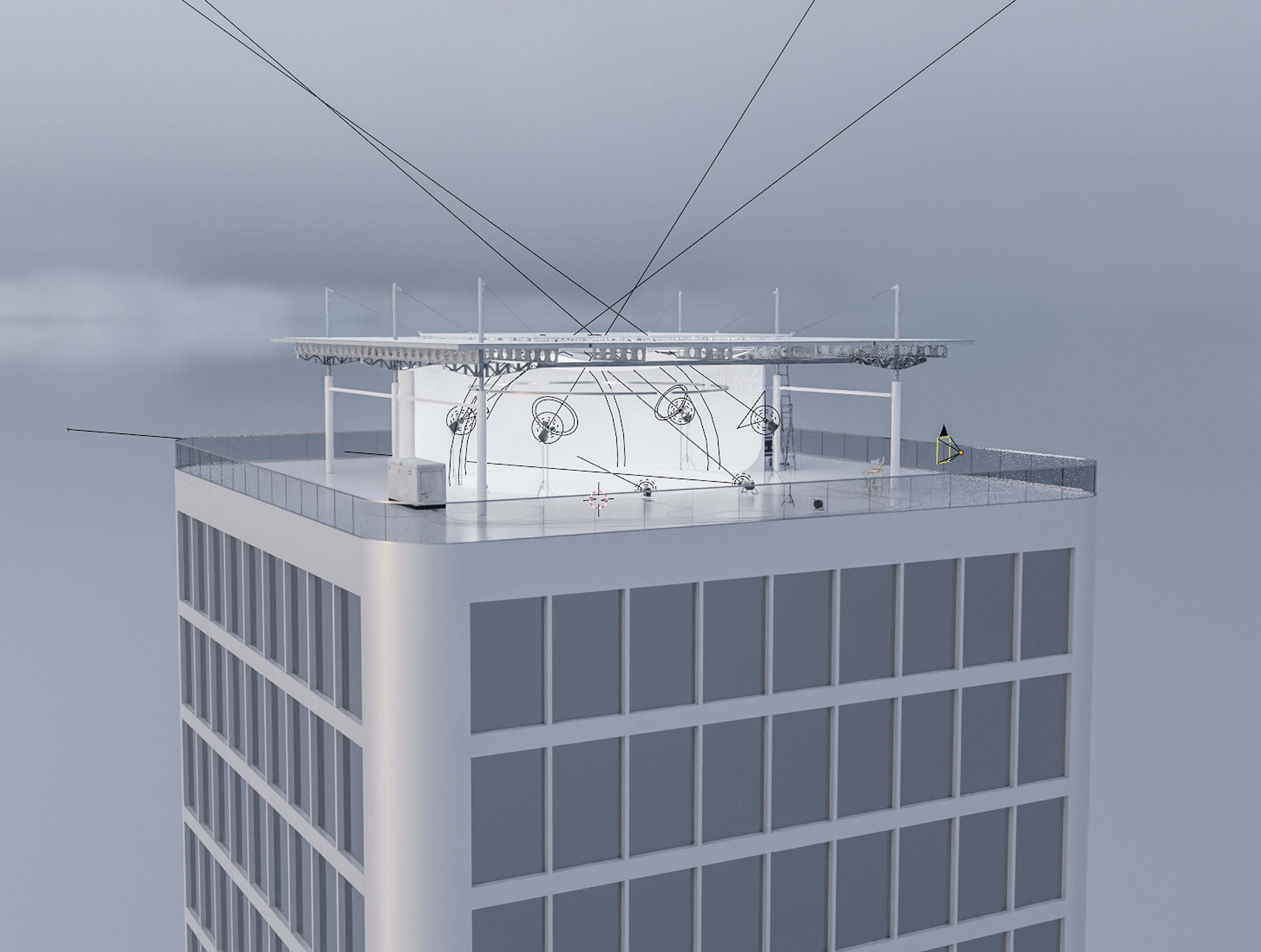 Studio hangar exterior Low-poly 3D model_5