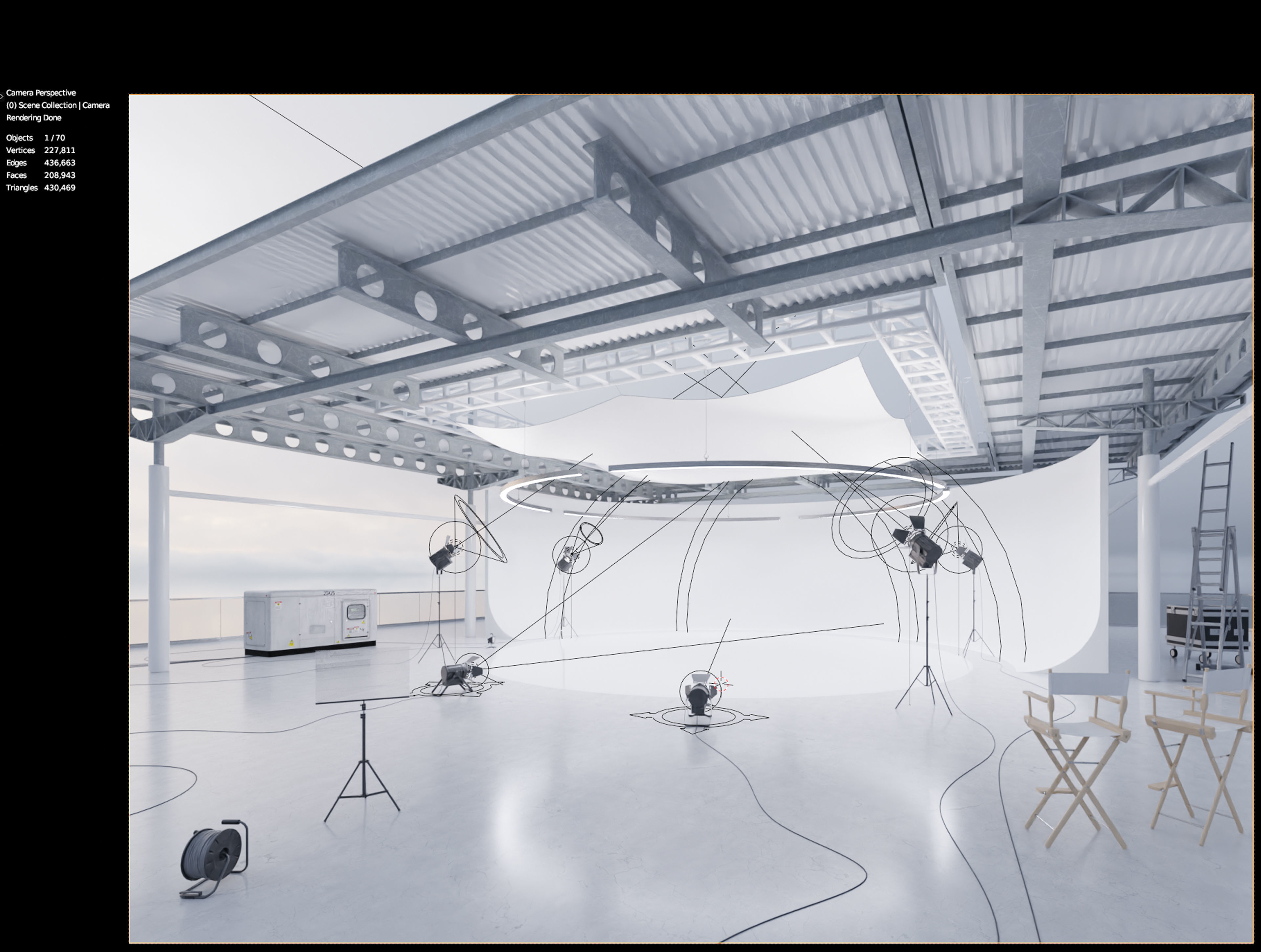 Studio hangar exterior Low-poly 3D model_4
