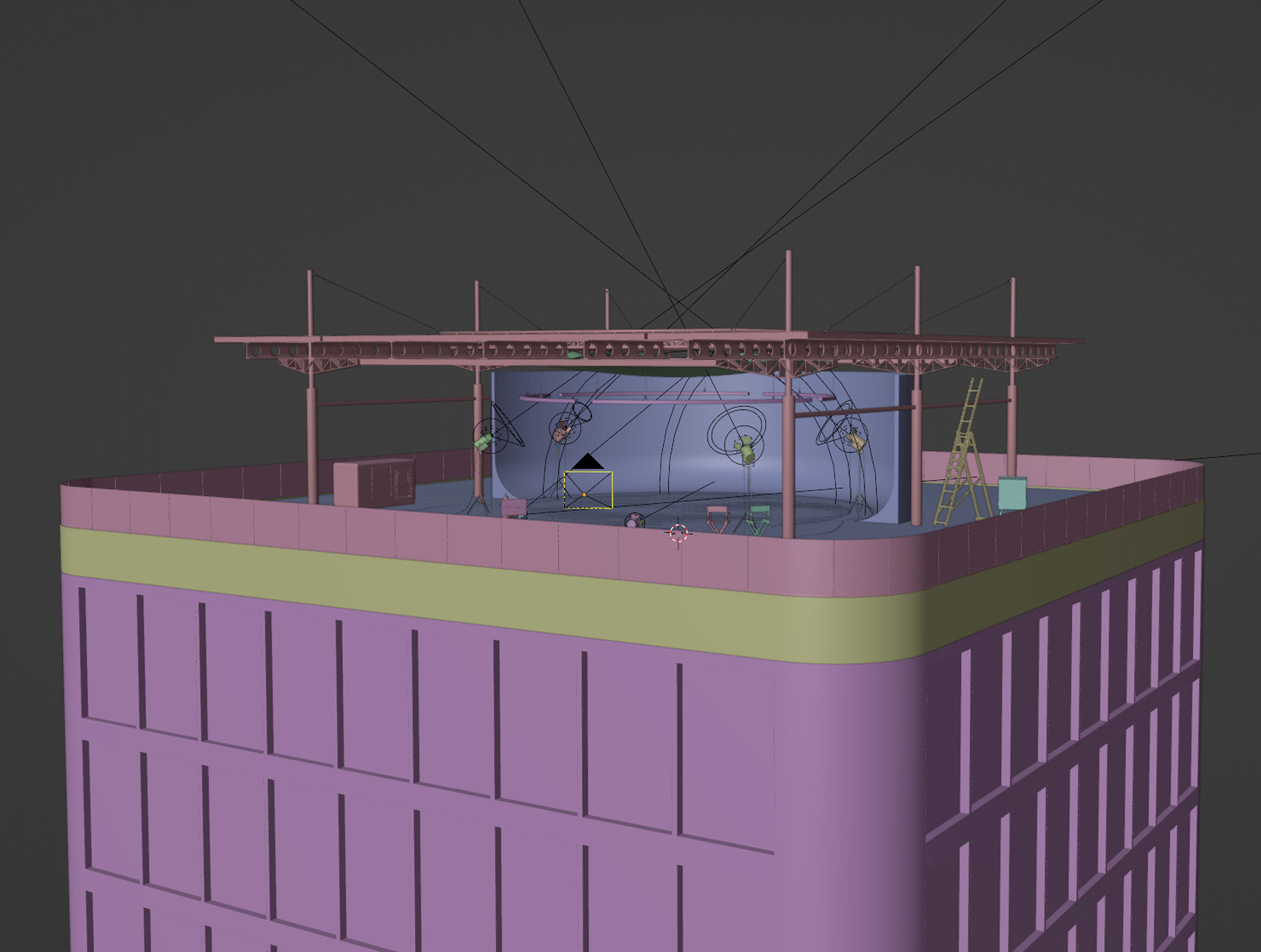 Studio hangar exterior Low-poly 3D model_6